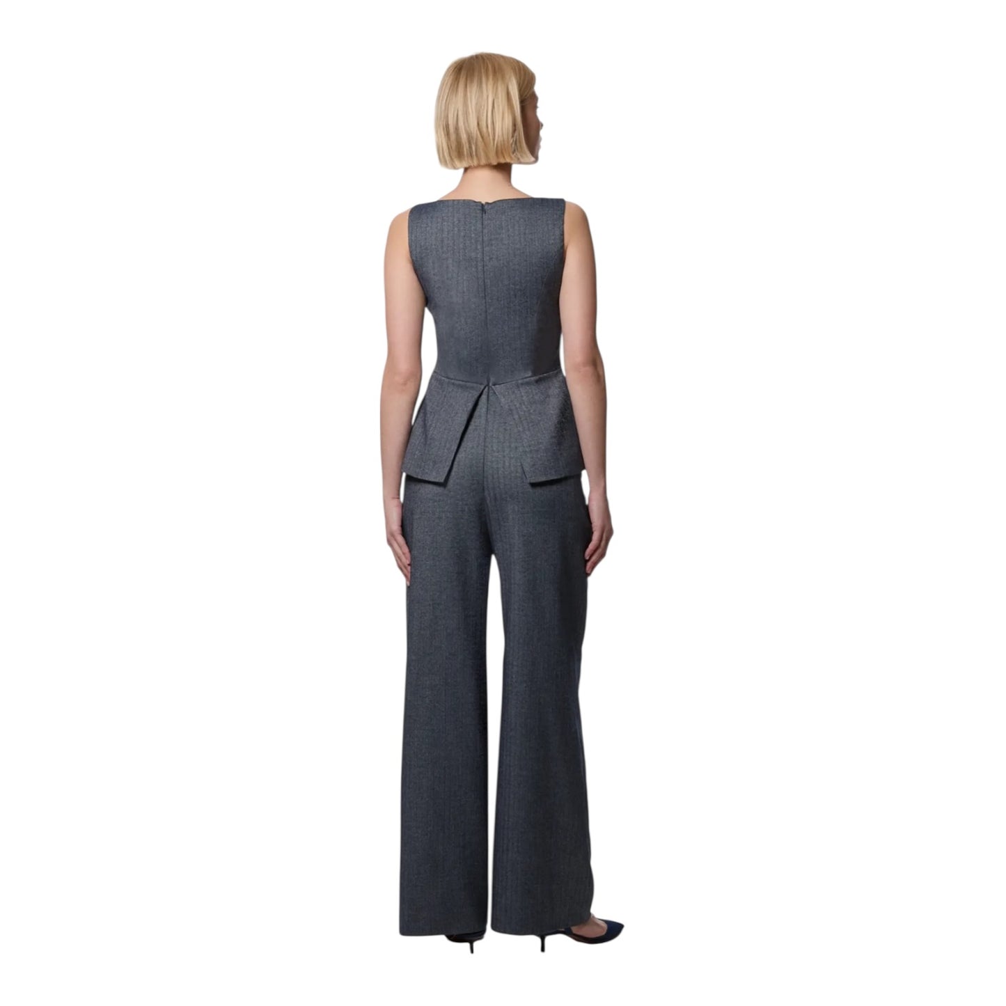 Karen Millen Herringbone Wide Leg Tailored Jumpsuit - 10