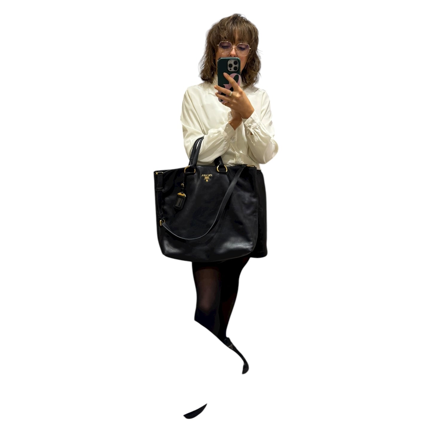 Prada Black Vitello Daino Tote