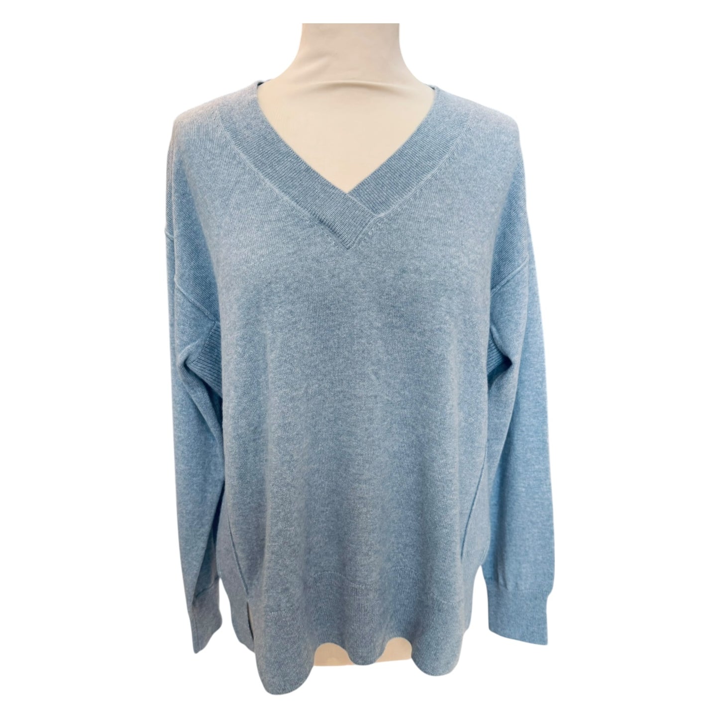 Repeat Blue 'Water' Deep V-neck Cashmere Sweater - 12/14