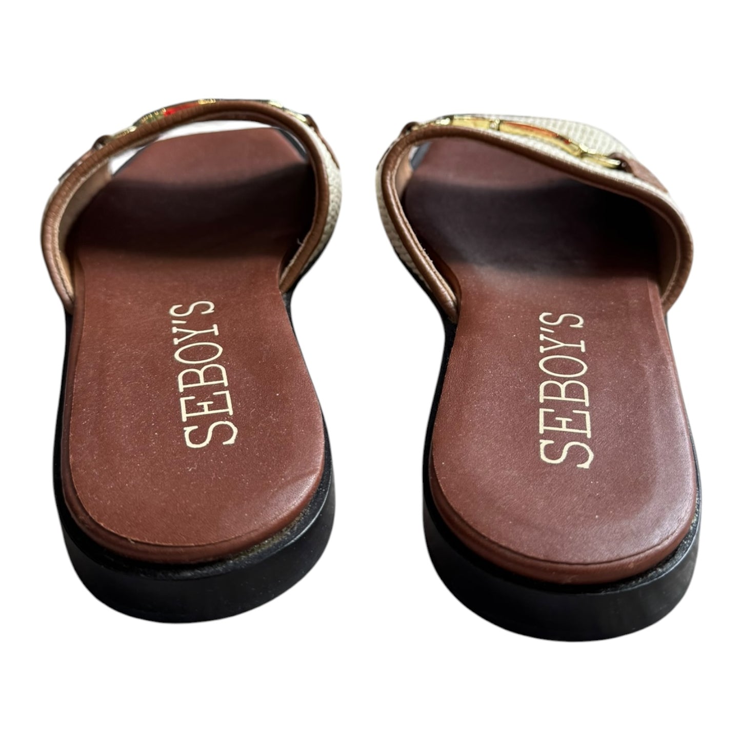 Seboy's Raffia and Leather Horsebit Slides - 39/6