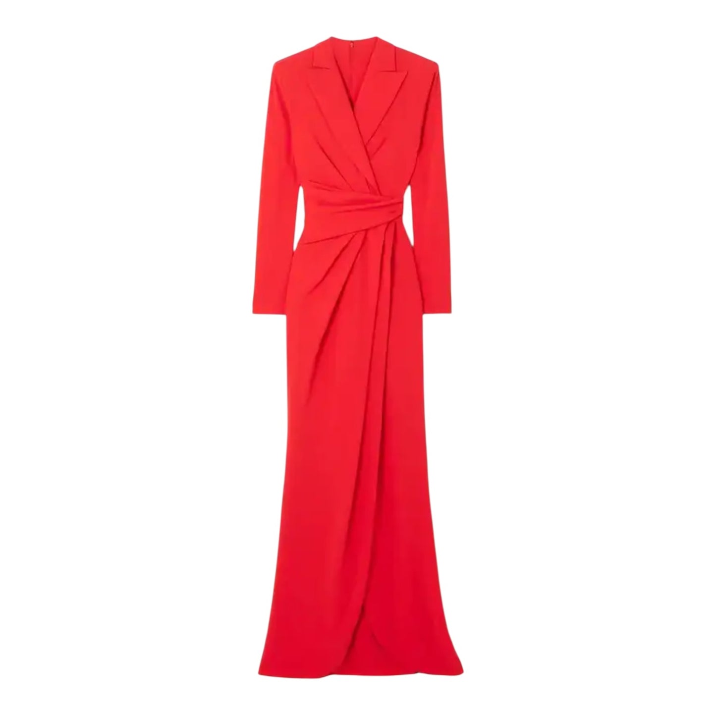 Talbot Runhof Red Wrap Effect Draped Crepe Gown - 16