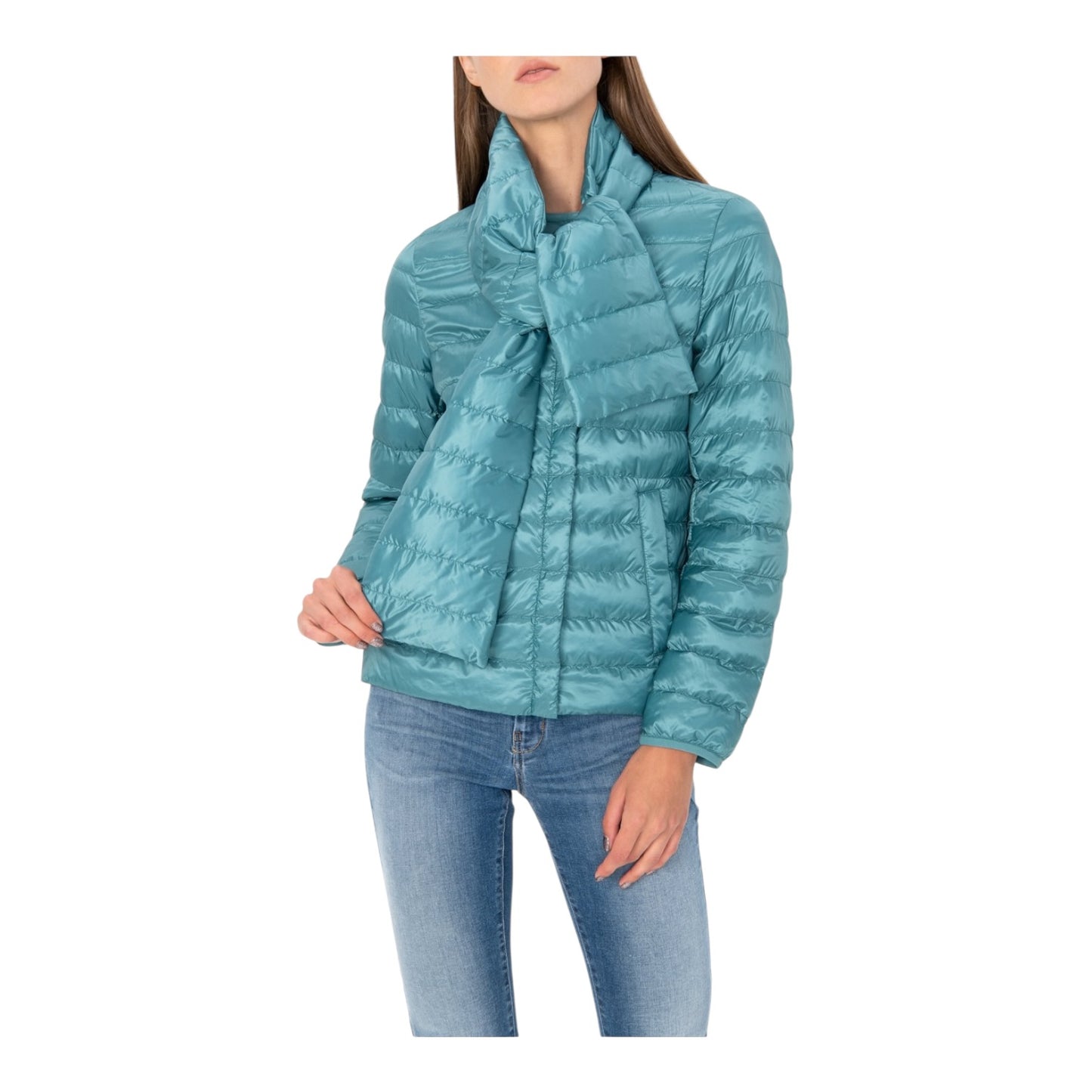 Weekend Max Mara Aqua Puffer Jacket with Scarf - 8/10