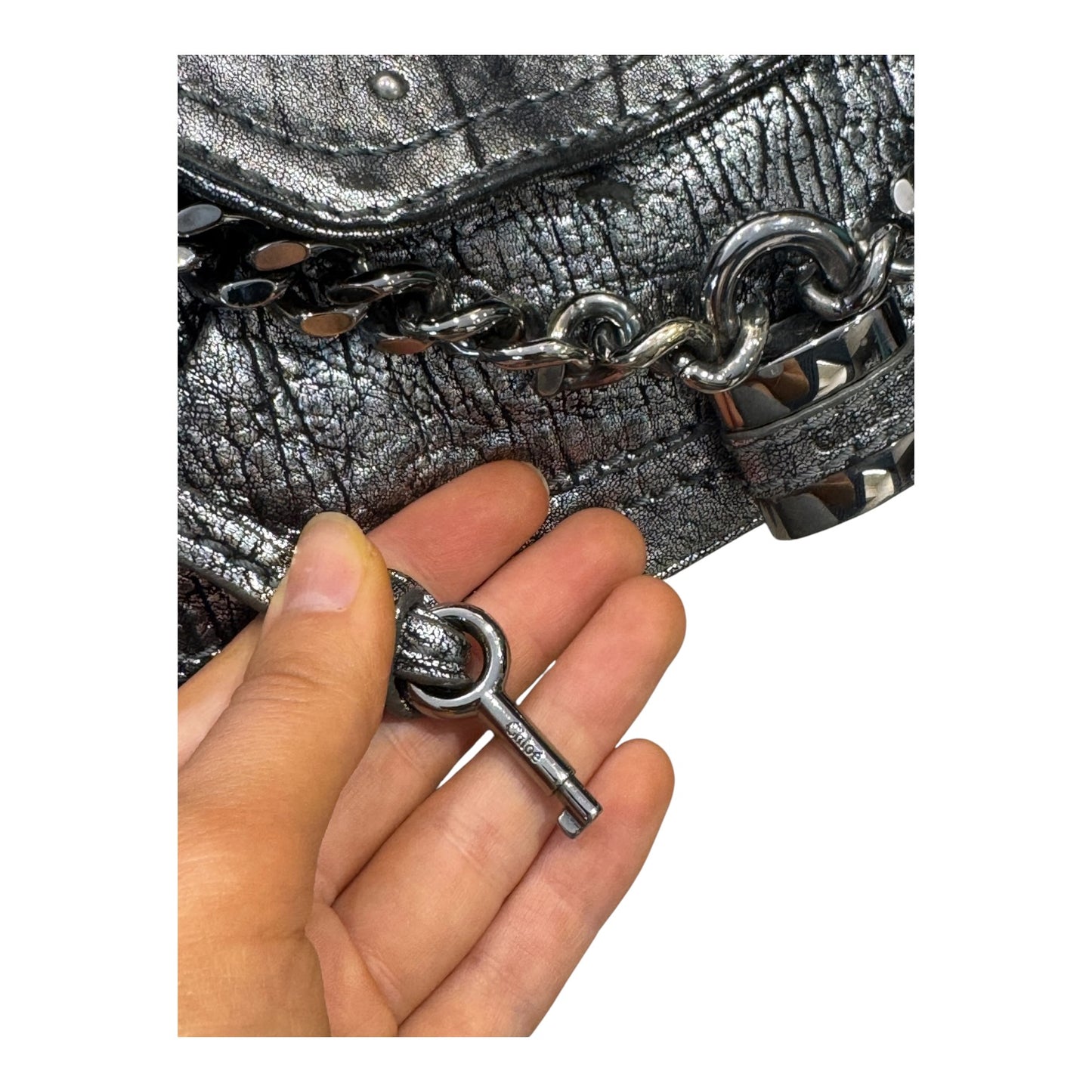 Chloe Paddington Silver Shoulder Bag