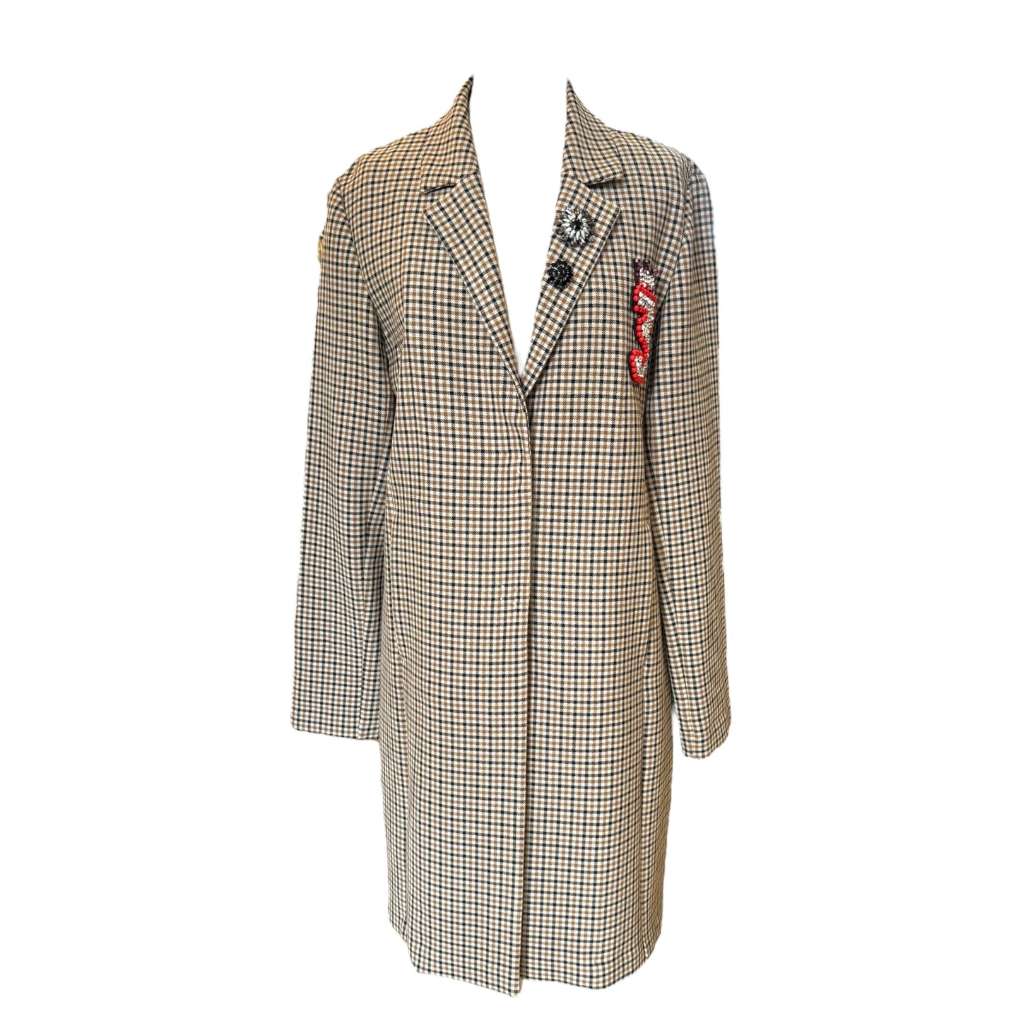 Rich and Royal Embellished Tartan Coat - 14