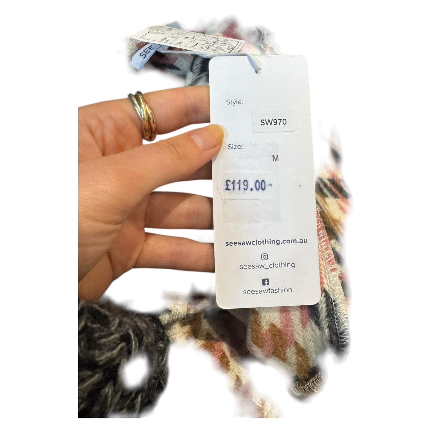 See Saw Houndstooth Coat in Pink, Cream, Tan and Grey - 12 - NEW