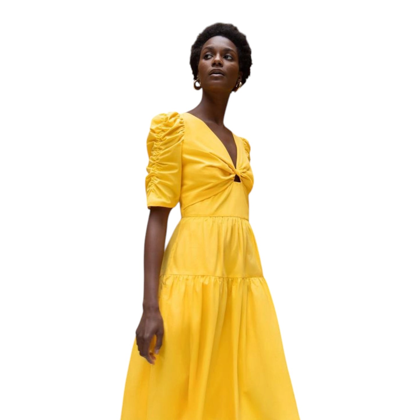Ro&Zo Yellow Cotton Poplin Twist Front Dress - 12 - NEW