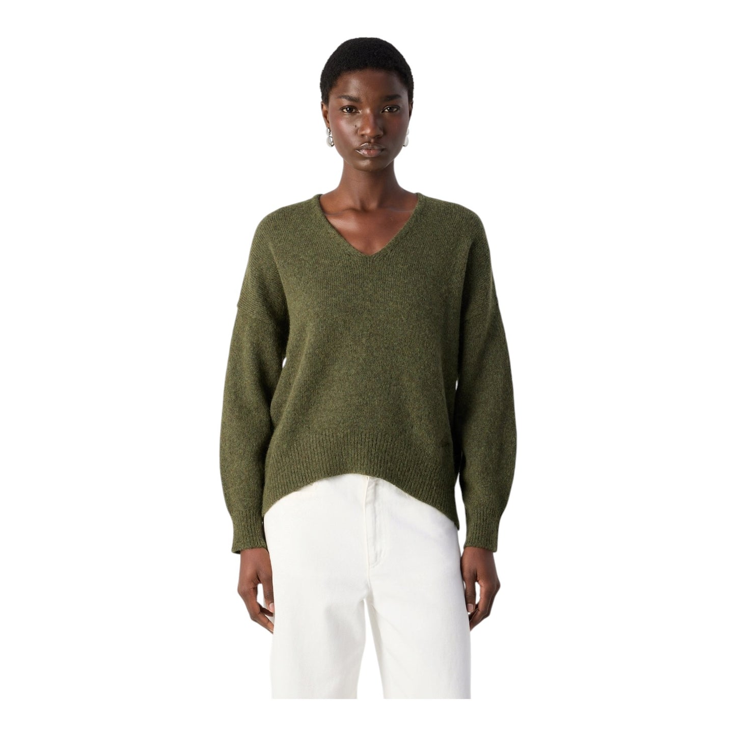 Boss Khaki Green V Neck Jumper - 12