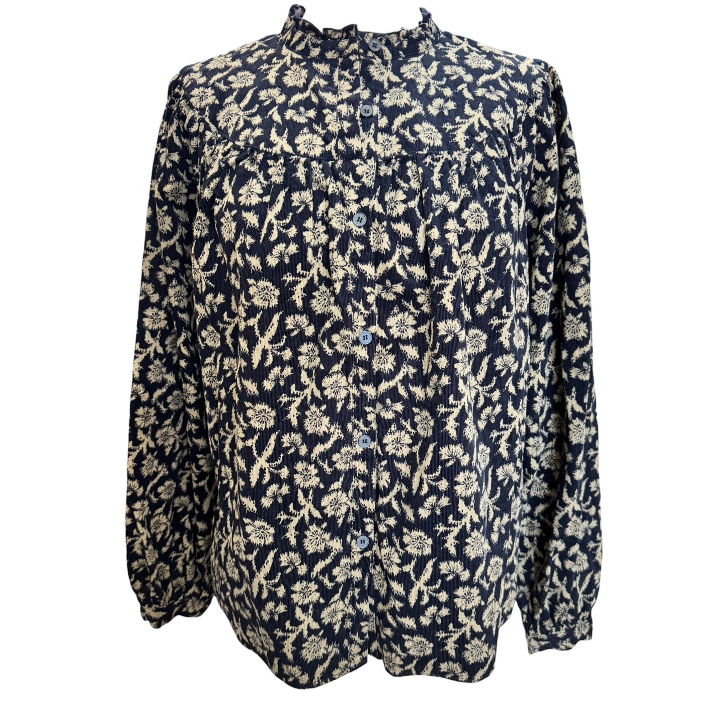 Jigsaw Black and Khaki Floral Cord Shirt - 10