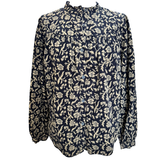 Jigsaw Black and Khaki Floral Cord Shirt - 10