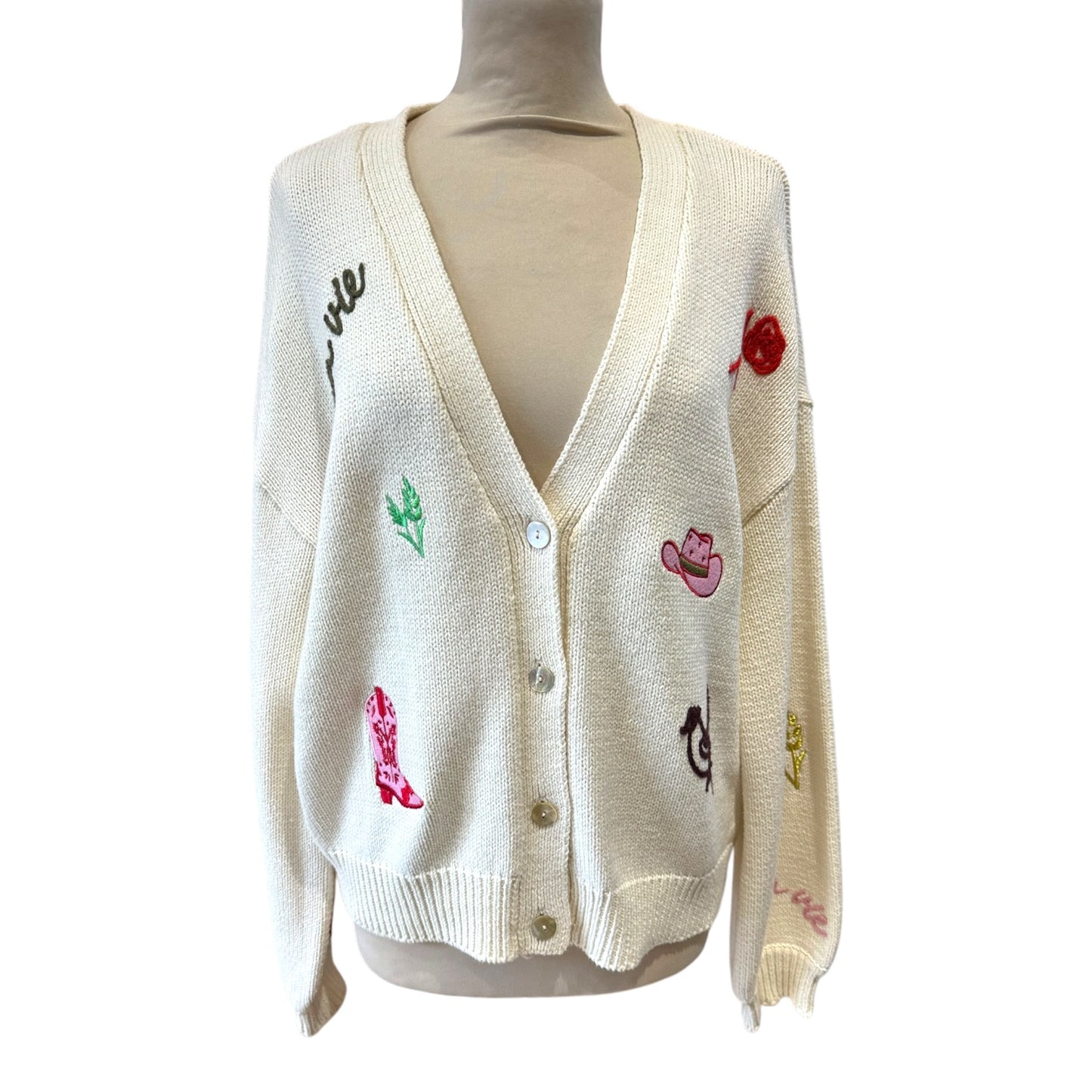 Numph Wally Cream Embroidered Cardigan - 12