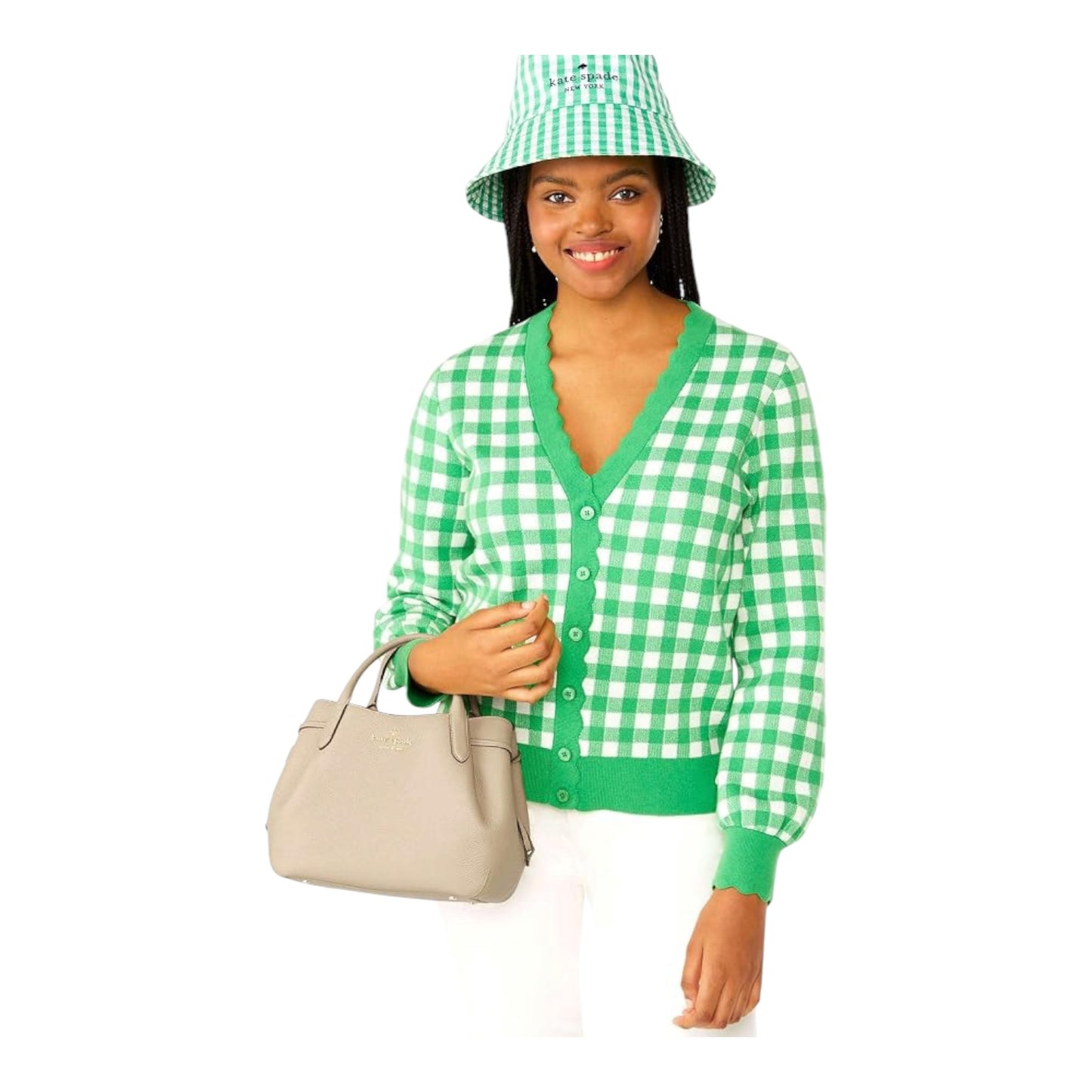 Kate Spade Green Gingham Cardigan - 16