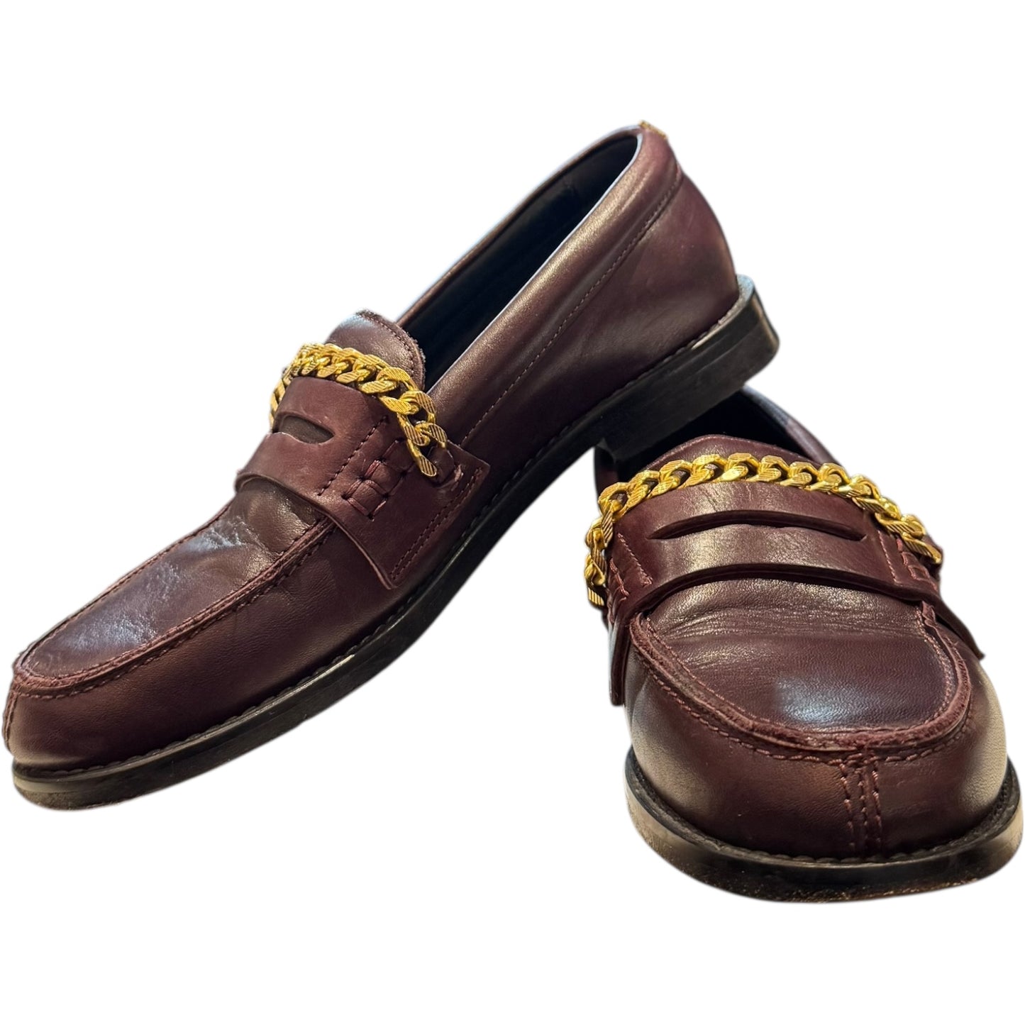 Golden Goose Burgundy Jerry Chain-Linked Loafers - 37/4