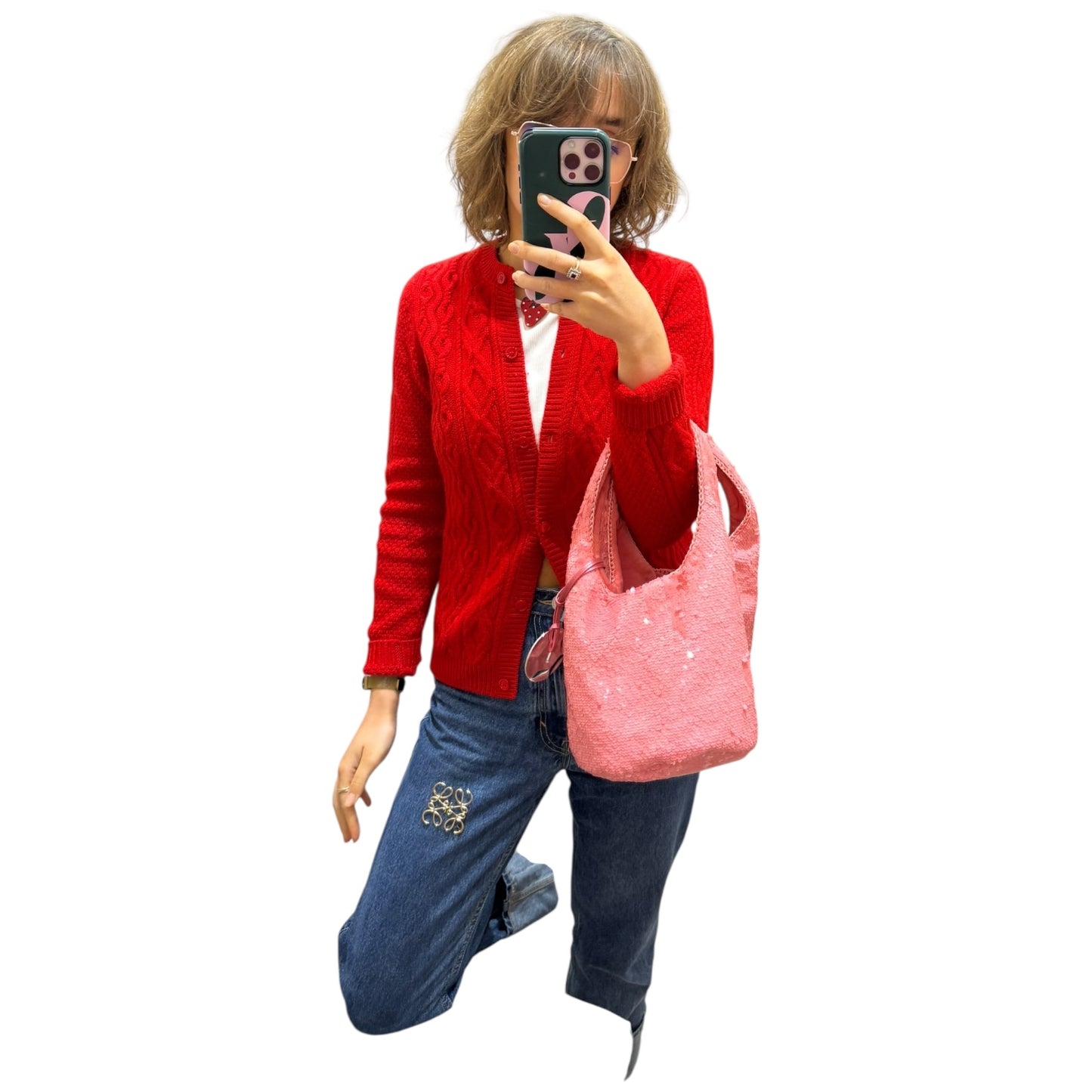 JW Anderson Pink Mini Sequined Tote Bag