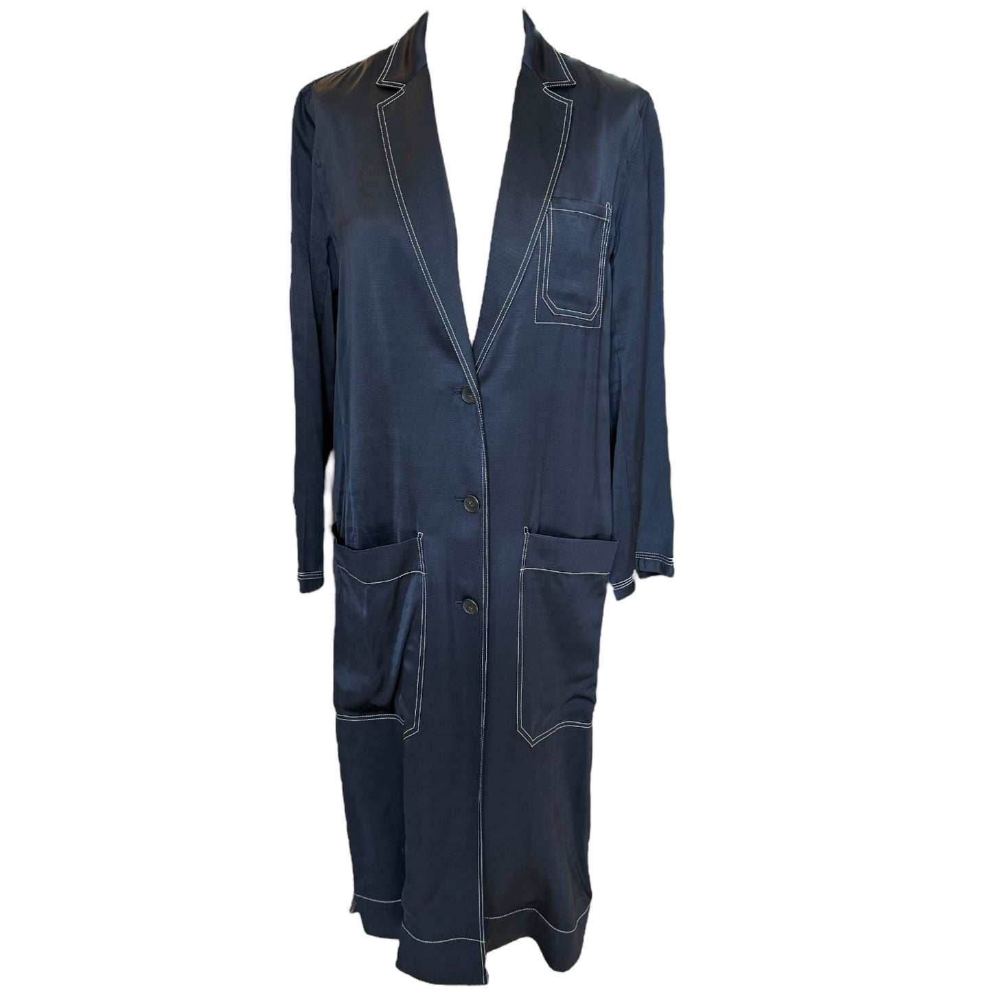 Elizabeth and James Navy Satin Coat - 10