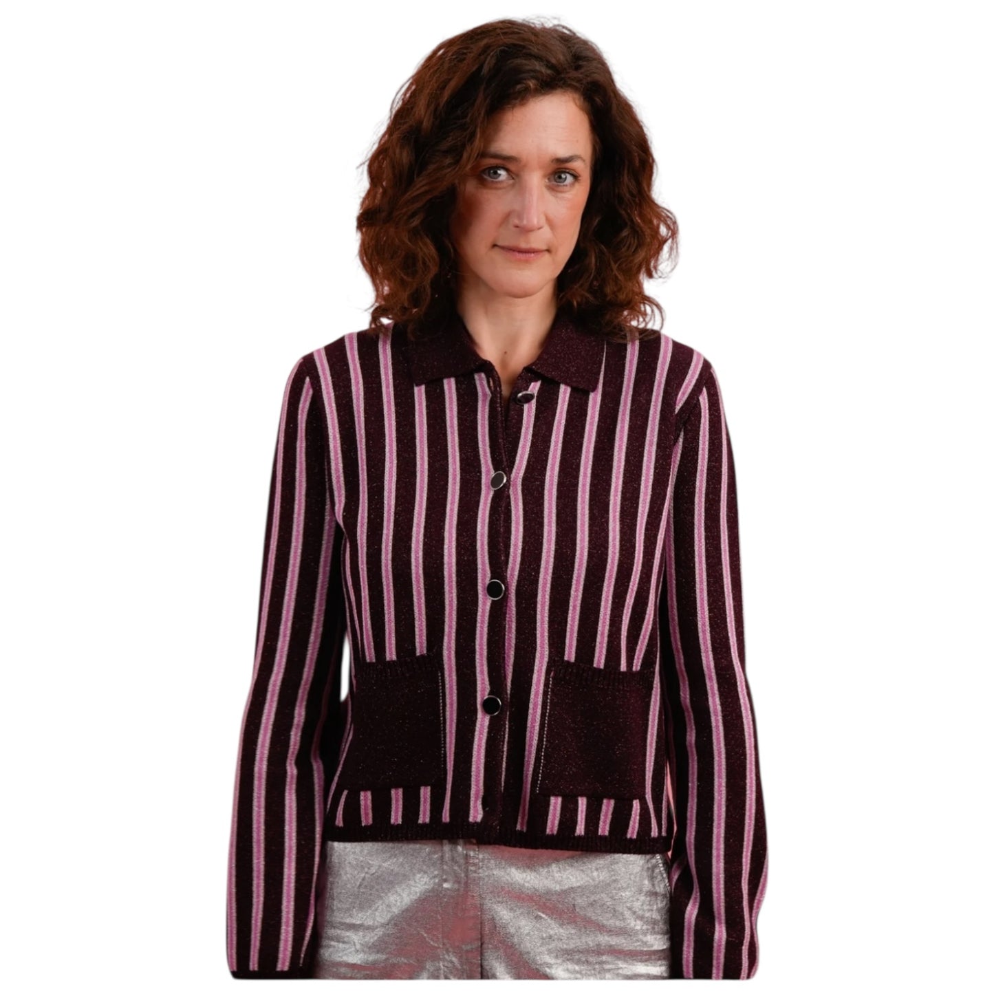Baum und Pferdgarten Burgundy and Pink Sparkly Cardigan - 12 - NEW