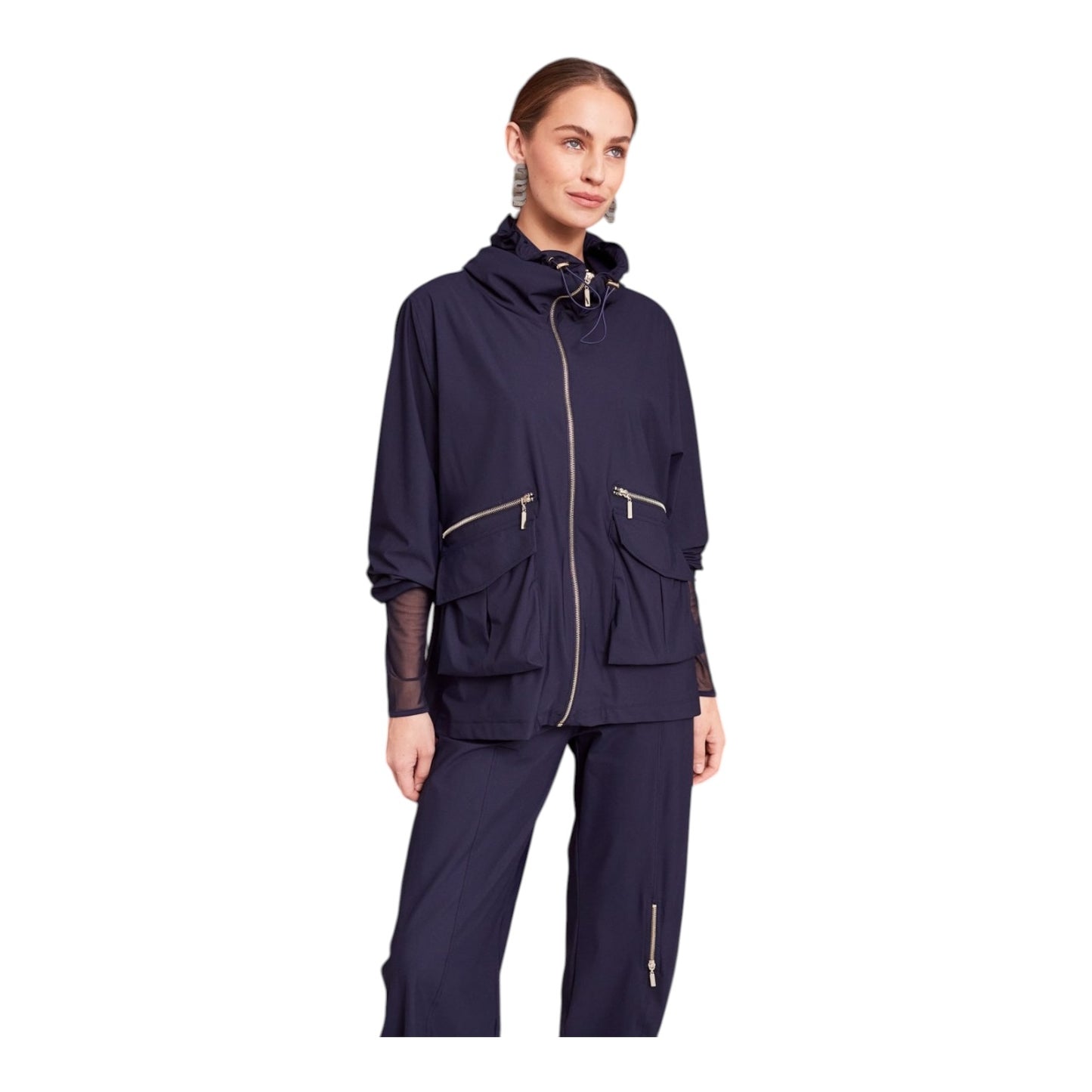Naya Navy Hooded Jacket With Zip Pockets - 10