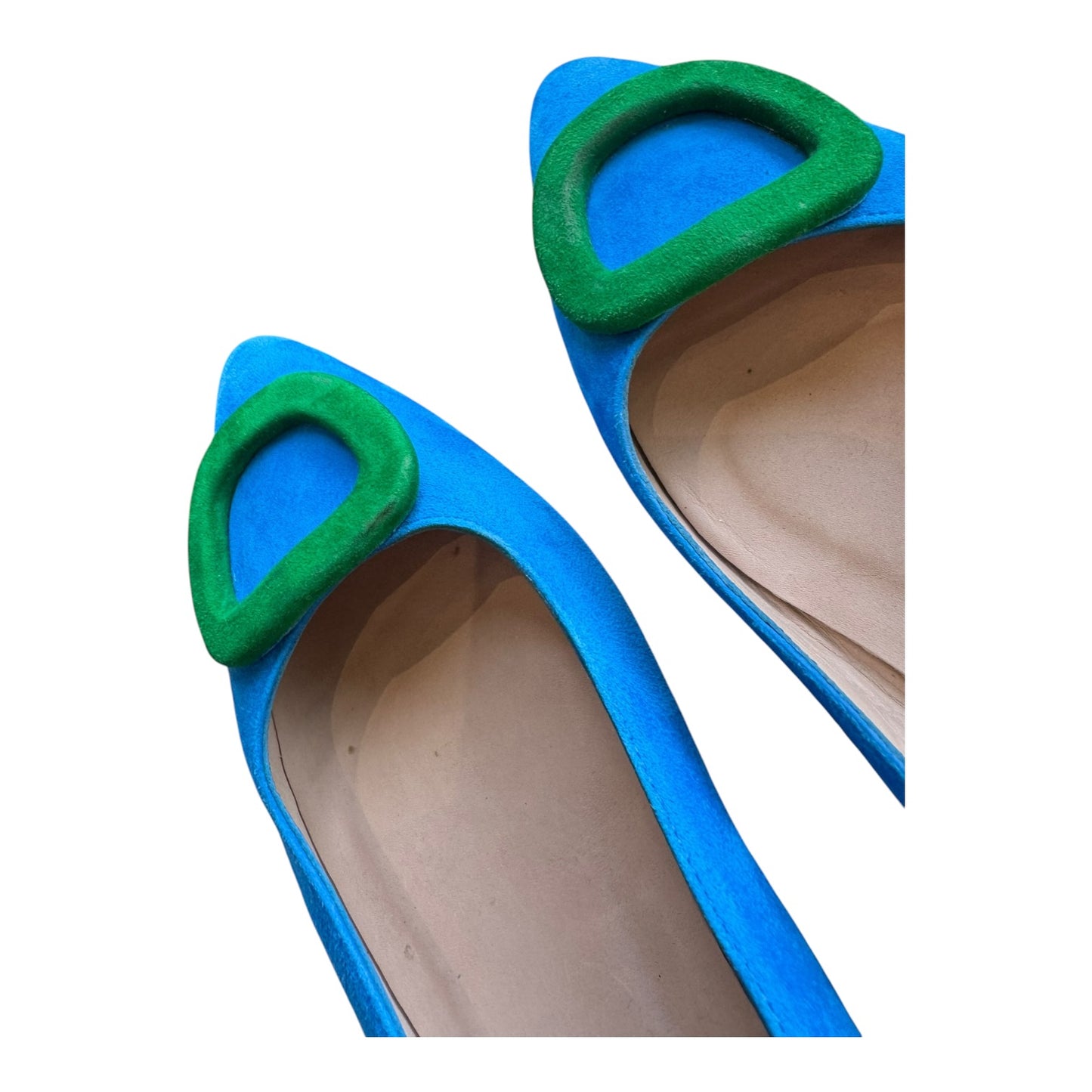 LK Bennett Blue and Green Pointed Flats - 39/6