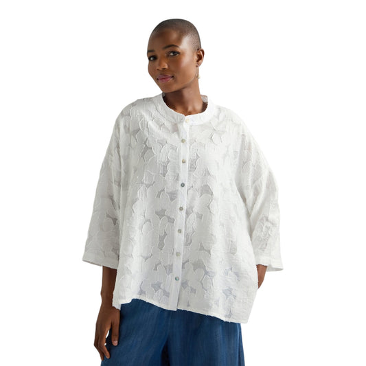 Sahara Floral Burnout White Shirt - 18 - NEW