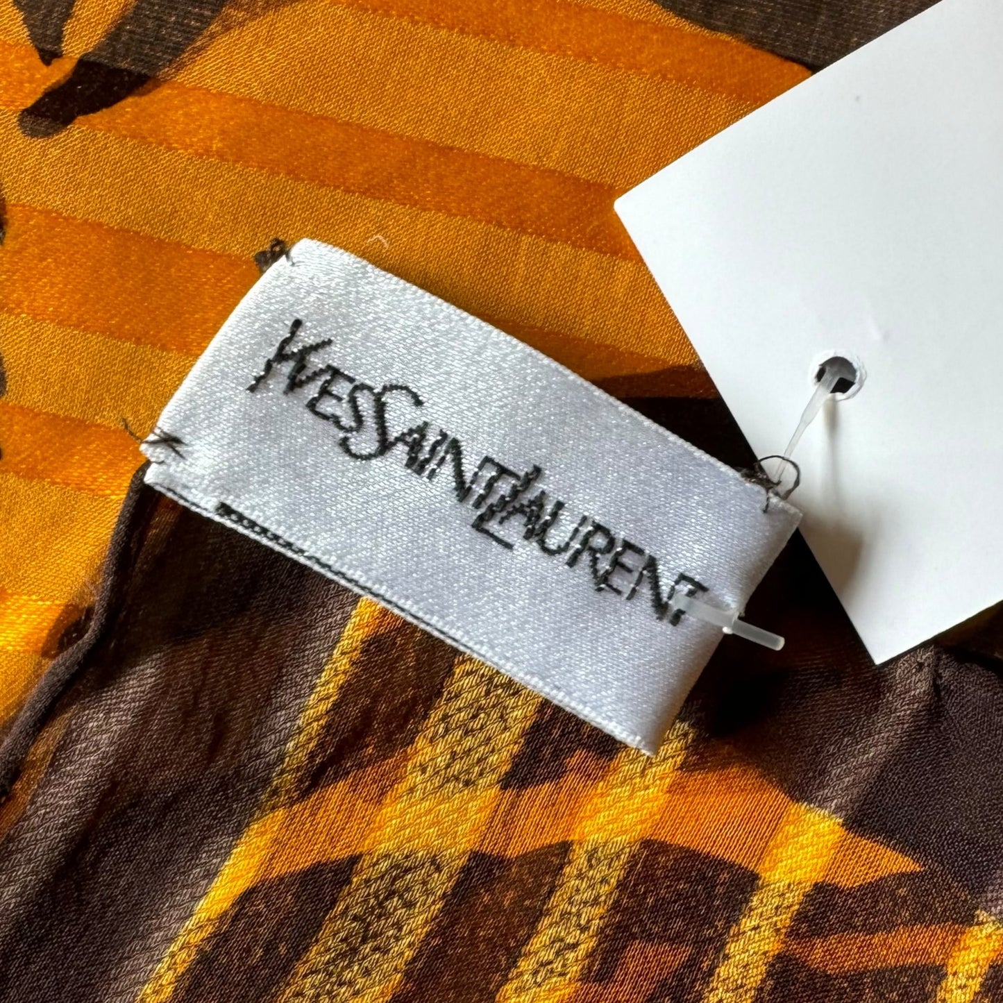 YSL Orange Tiger Silk Scarf