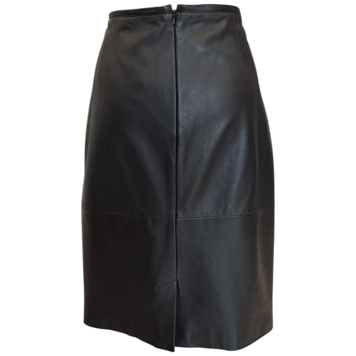 Helen McAlinden Black Leather Pencil Skirt - 12