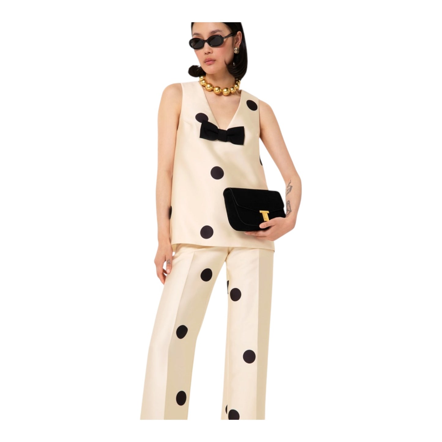 Tara Jarmon Ecru Polka Dot Two Piece - 10/12