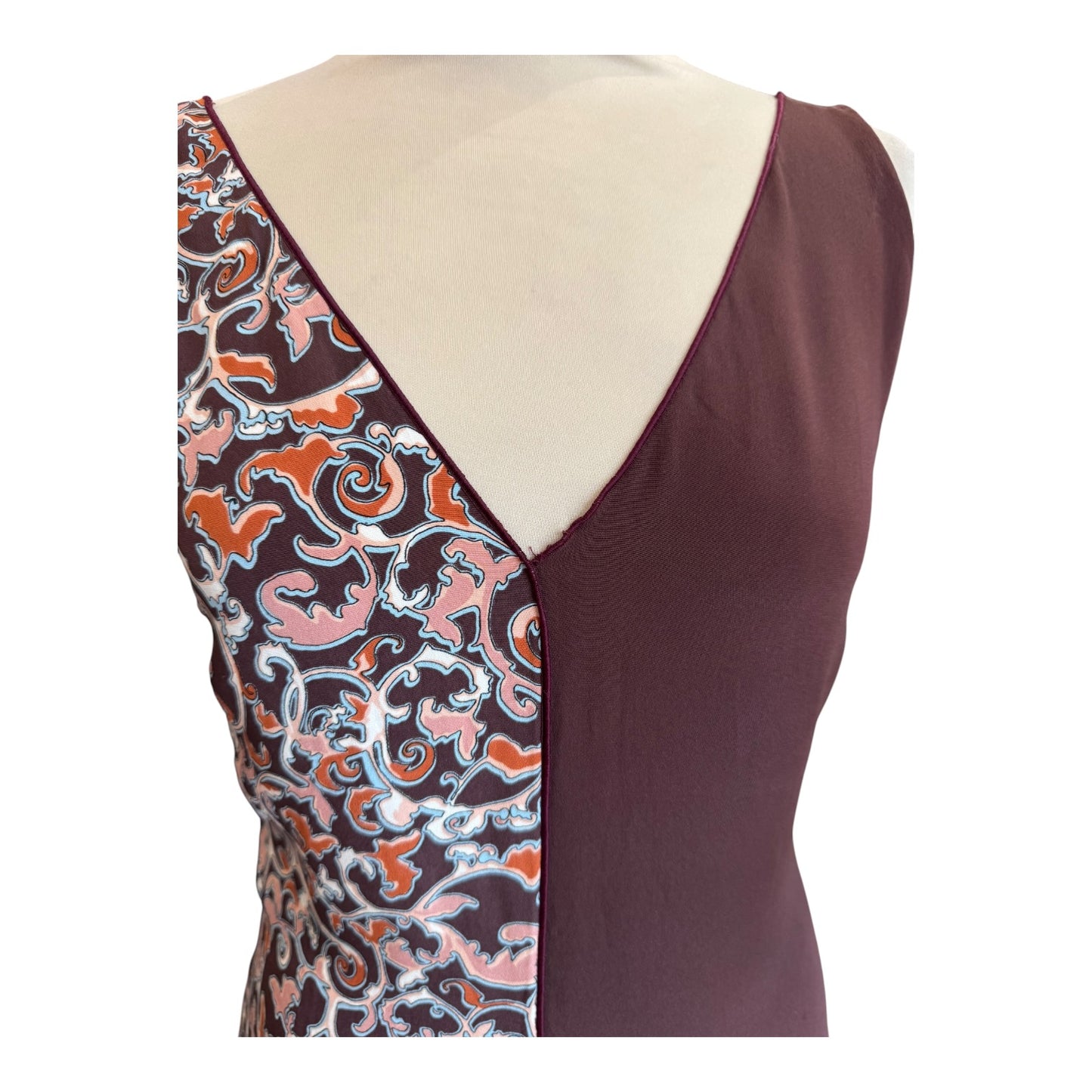 Mulberry Silk Burgundy and Paisley Dress - 8/10