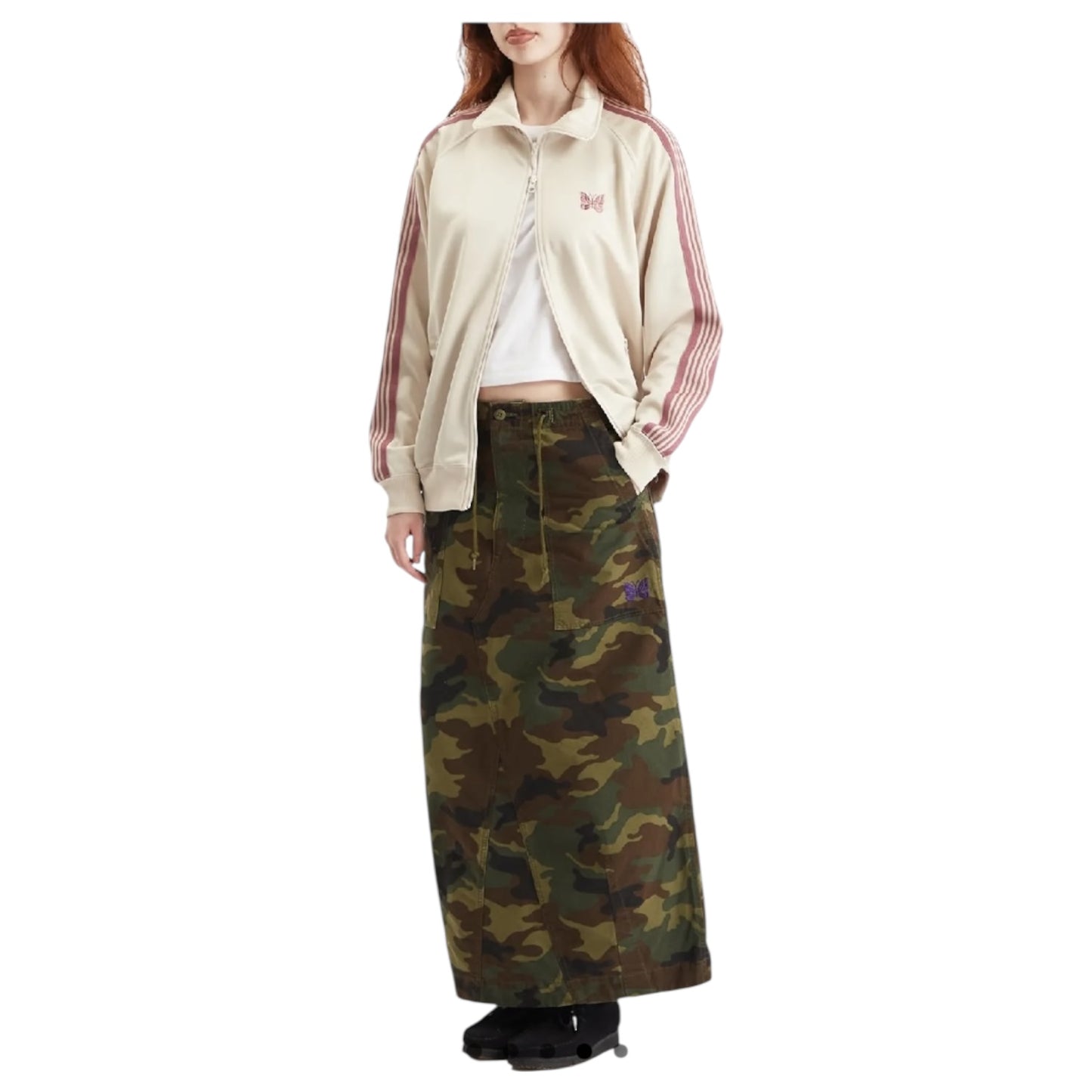 Needles Track Jacket in Cream and Dusk Pink - 10