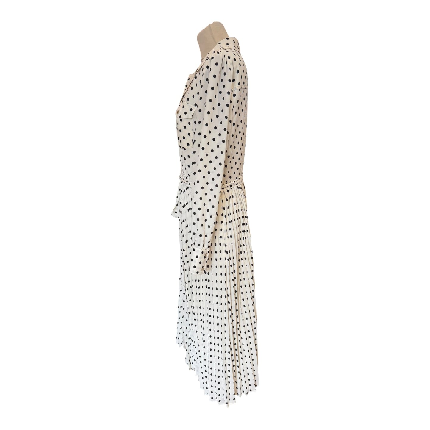 Hobbs Larina Ivory and Navy Polka Dot Dress - 14