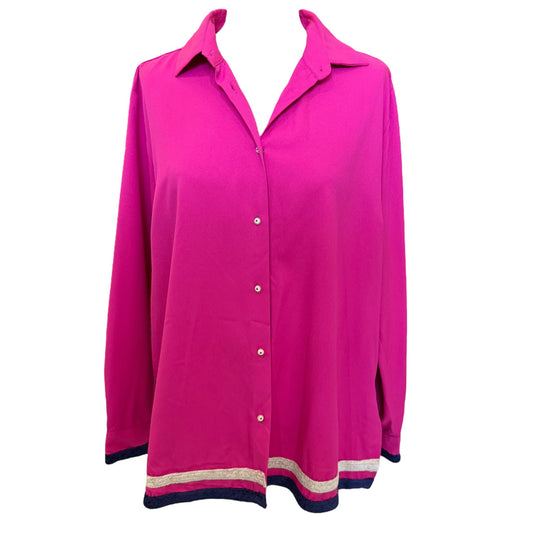 Villagallo Pink Shirt with Navy Trim - 14