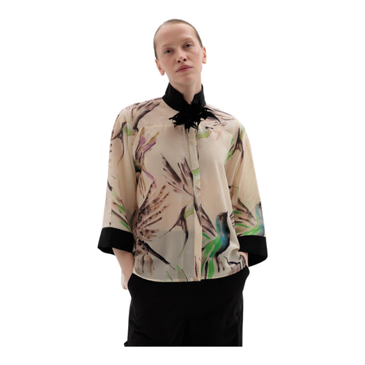 Psophia Cream Floral Kimono Blouse - 12/14