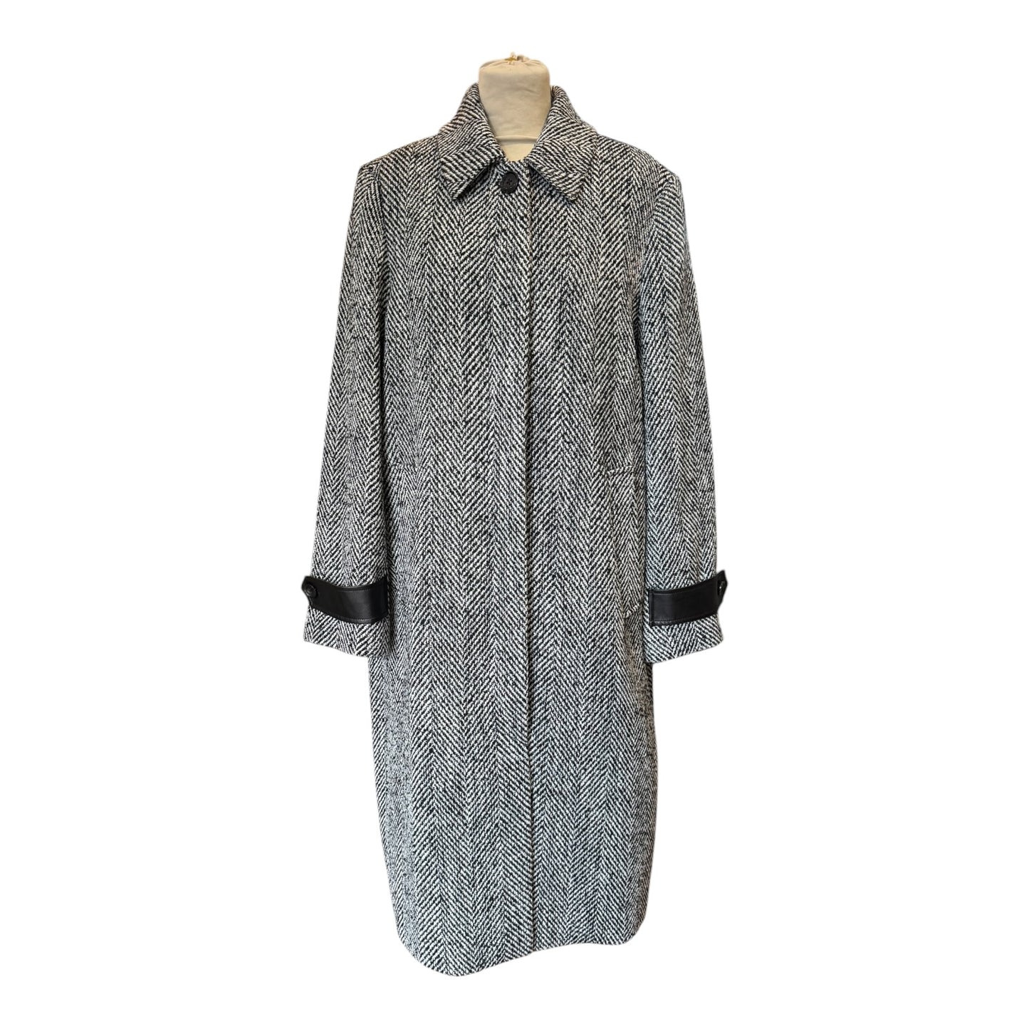 Part Two Herringbone Long Coat Grey Sybille - 16