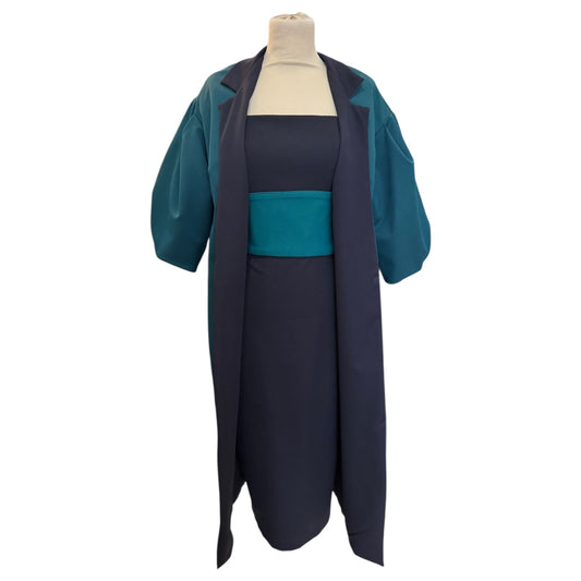 Kevan Jon Teal and Navy Dress and Coat - 8