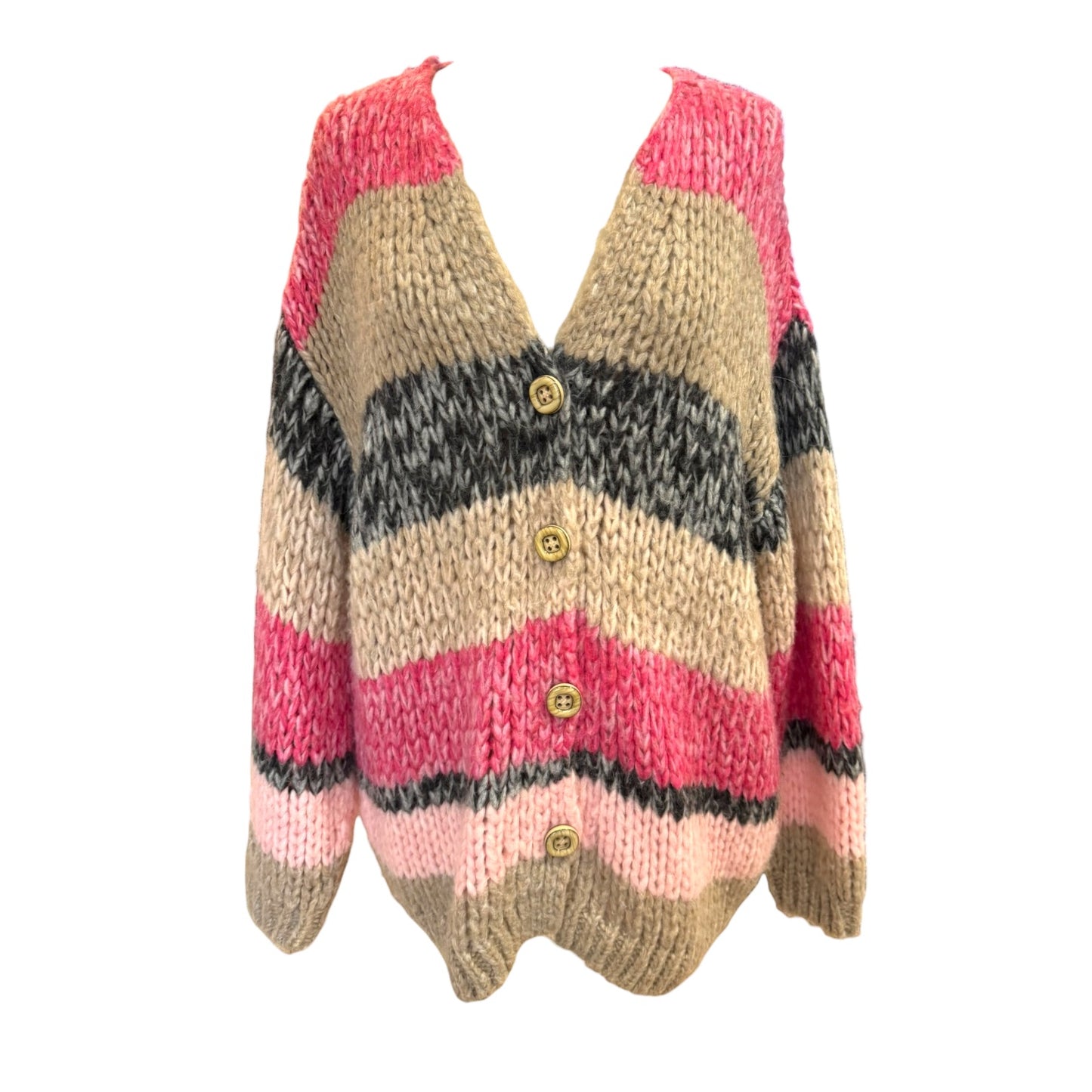 Luisa Cerano Pink Chunky Knit Cardigan - 10
