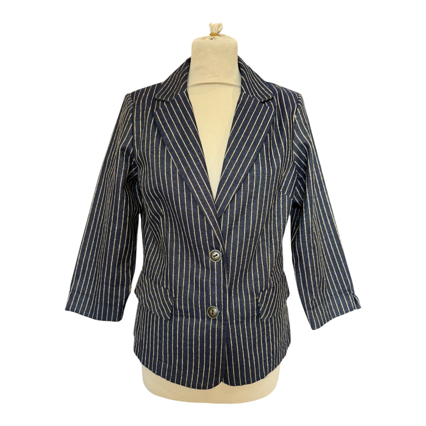 Klass Striped Three Quarter Sleeve Blazer - 10