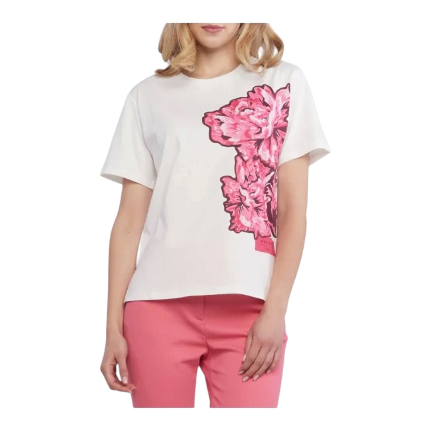 Weekend Max Mara Volume White Floral T-Shirt - 12 - NEW