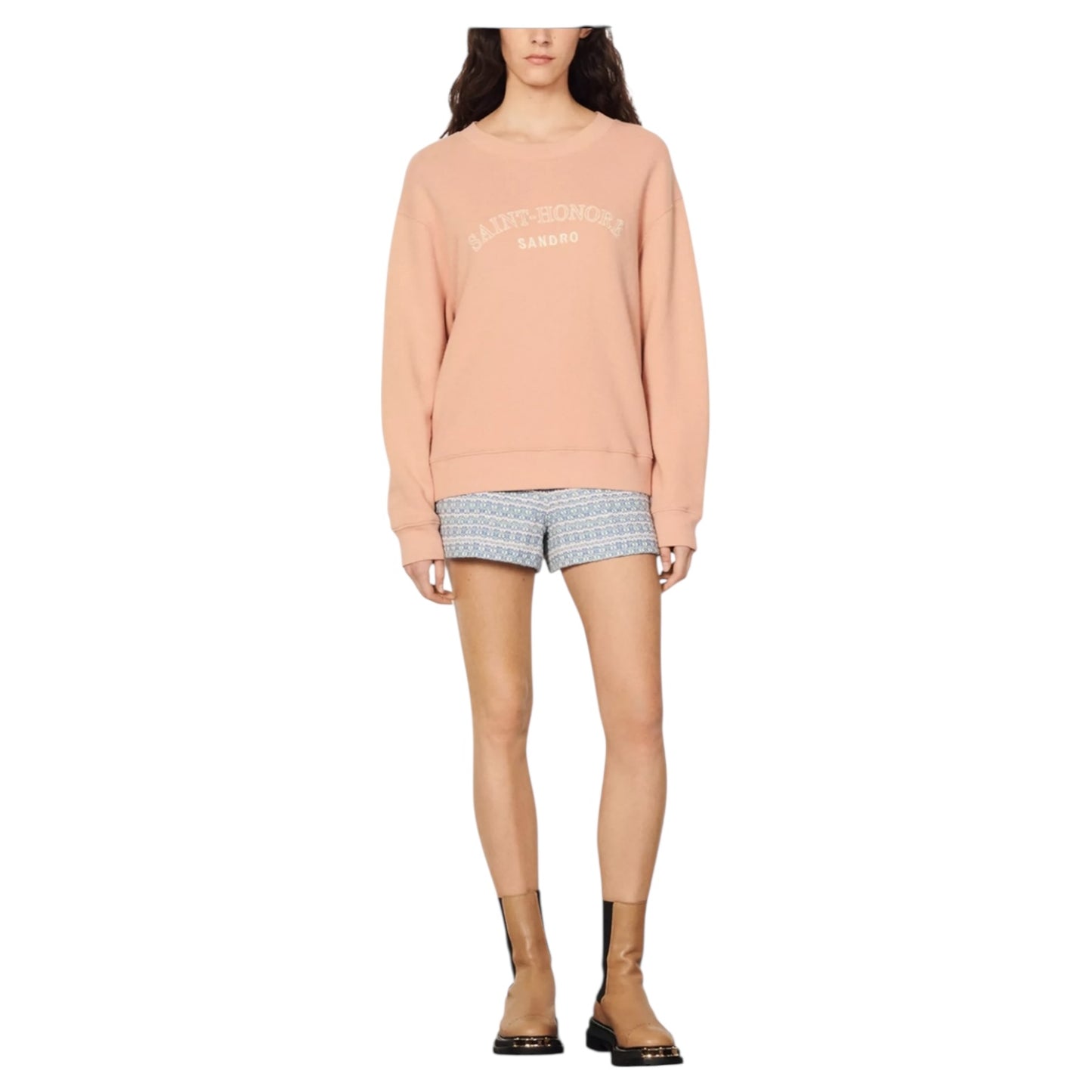 Sandro Peach Mellow Embroidered Cotton Sweatshirt - 12/14