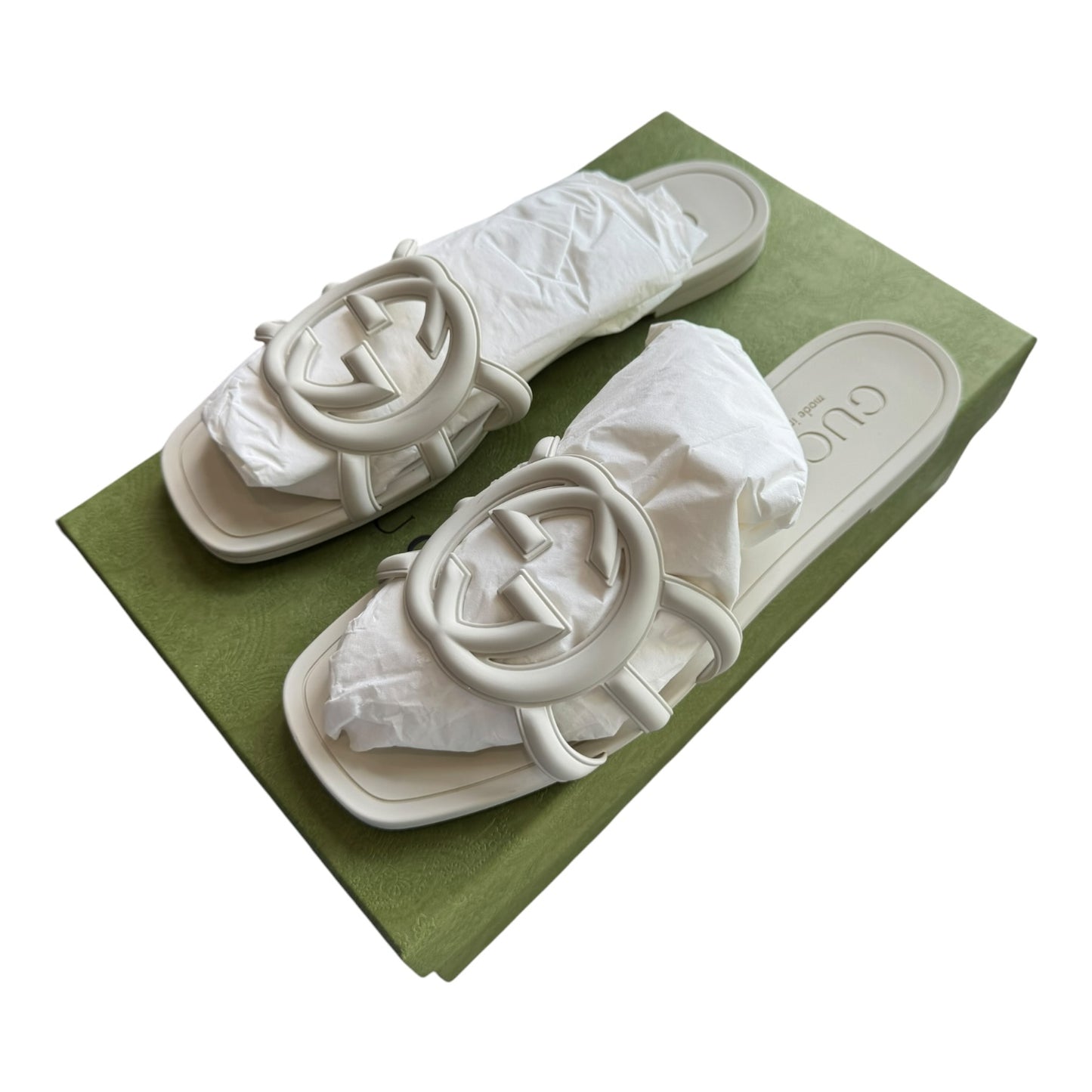 Gucci Interlocking G Light Grey Slides - 39/6