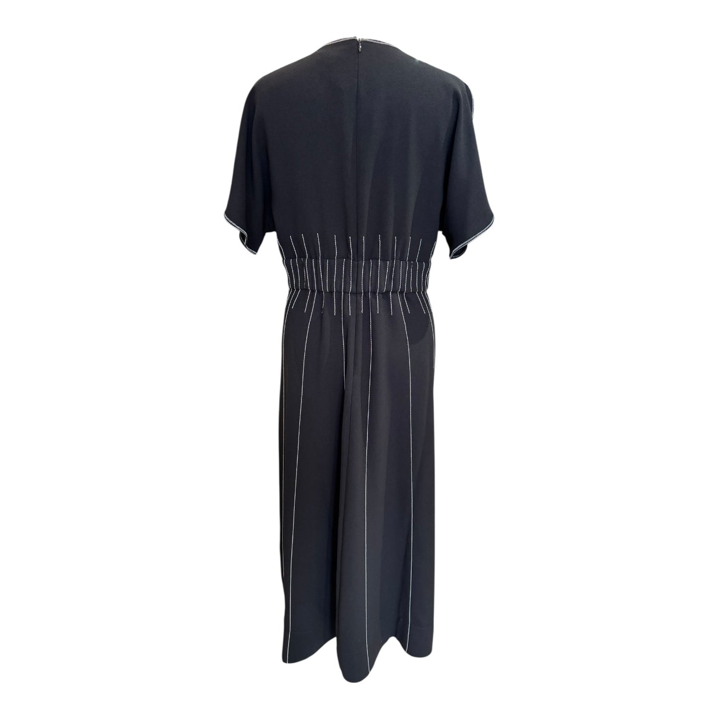 Me + Em Black Round Neck Contrast Stitch Midi Dress - 12