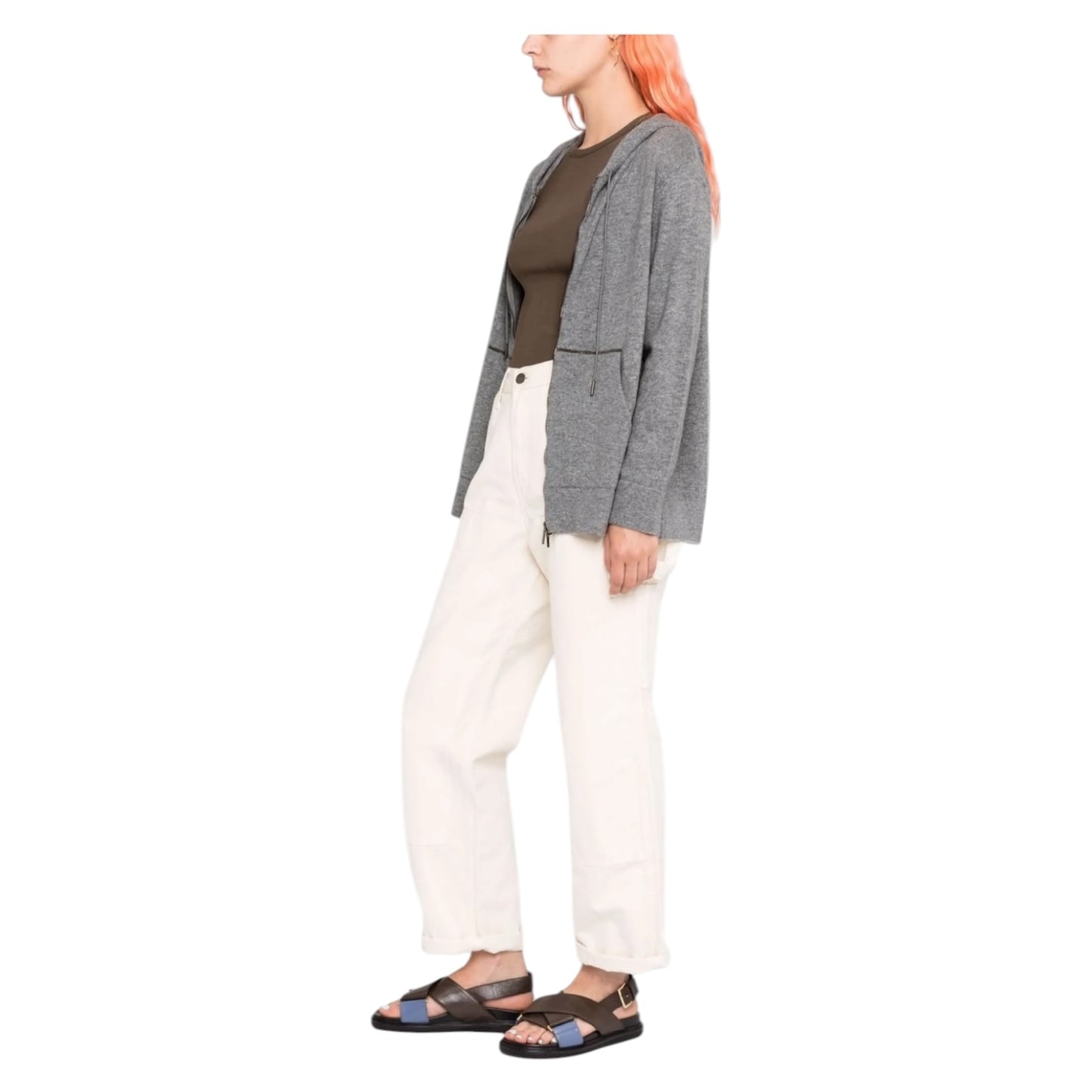 Fabiana Filippi Grey Hooded Zipped Cardigan - 14