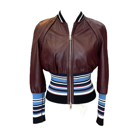 SportMax Maroon Leather Jacket