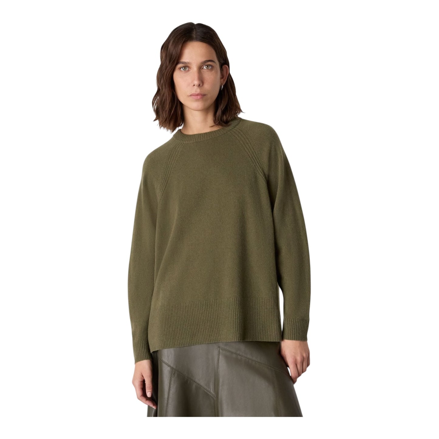 Whistles Khaki Ultimate Cashmere Crew Neck - 12