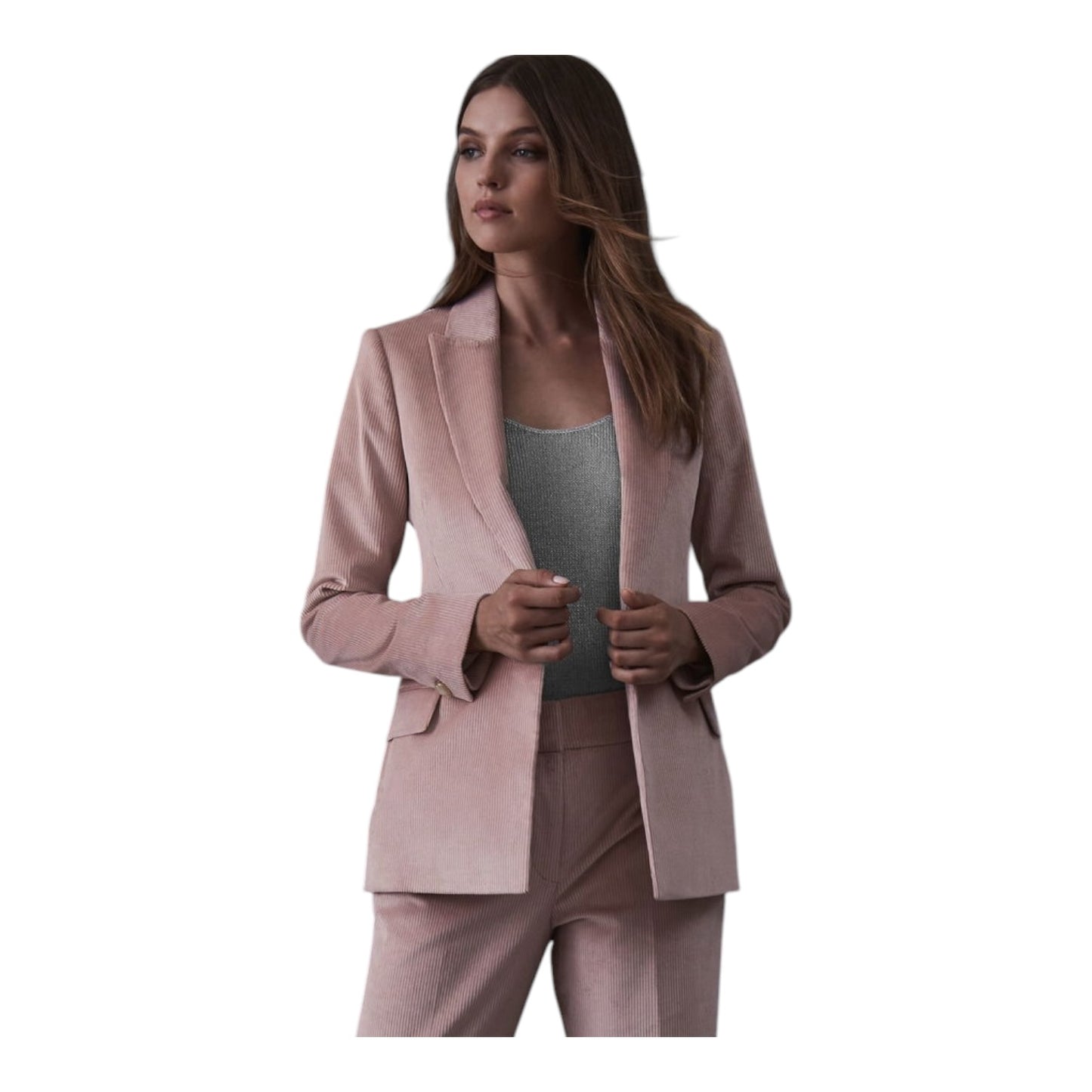 Reiss Carie Blush Pink Cord Trouser Suit - 8/10