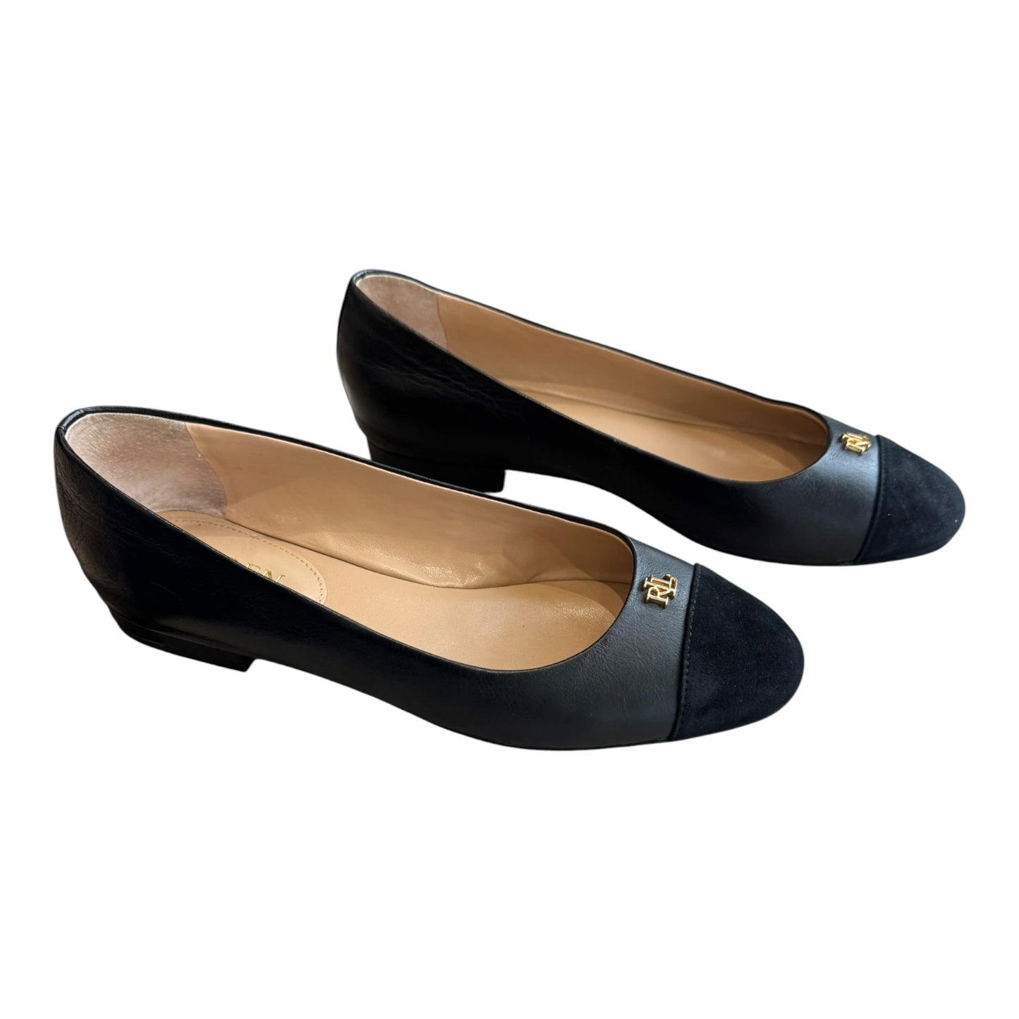 Ralph Lauren Black Leather and Suede Ballet Pumps - 38/5