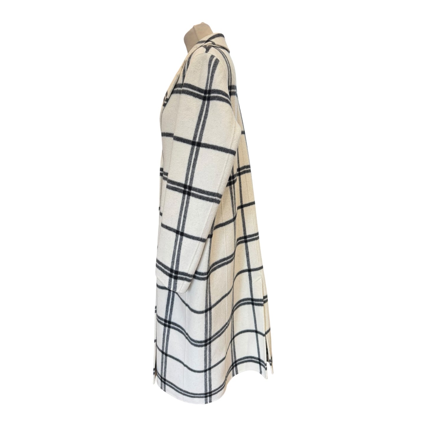 Jaeger Pure Wool Cream and Black Check Coat - 14