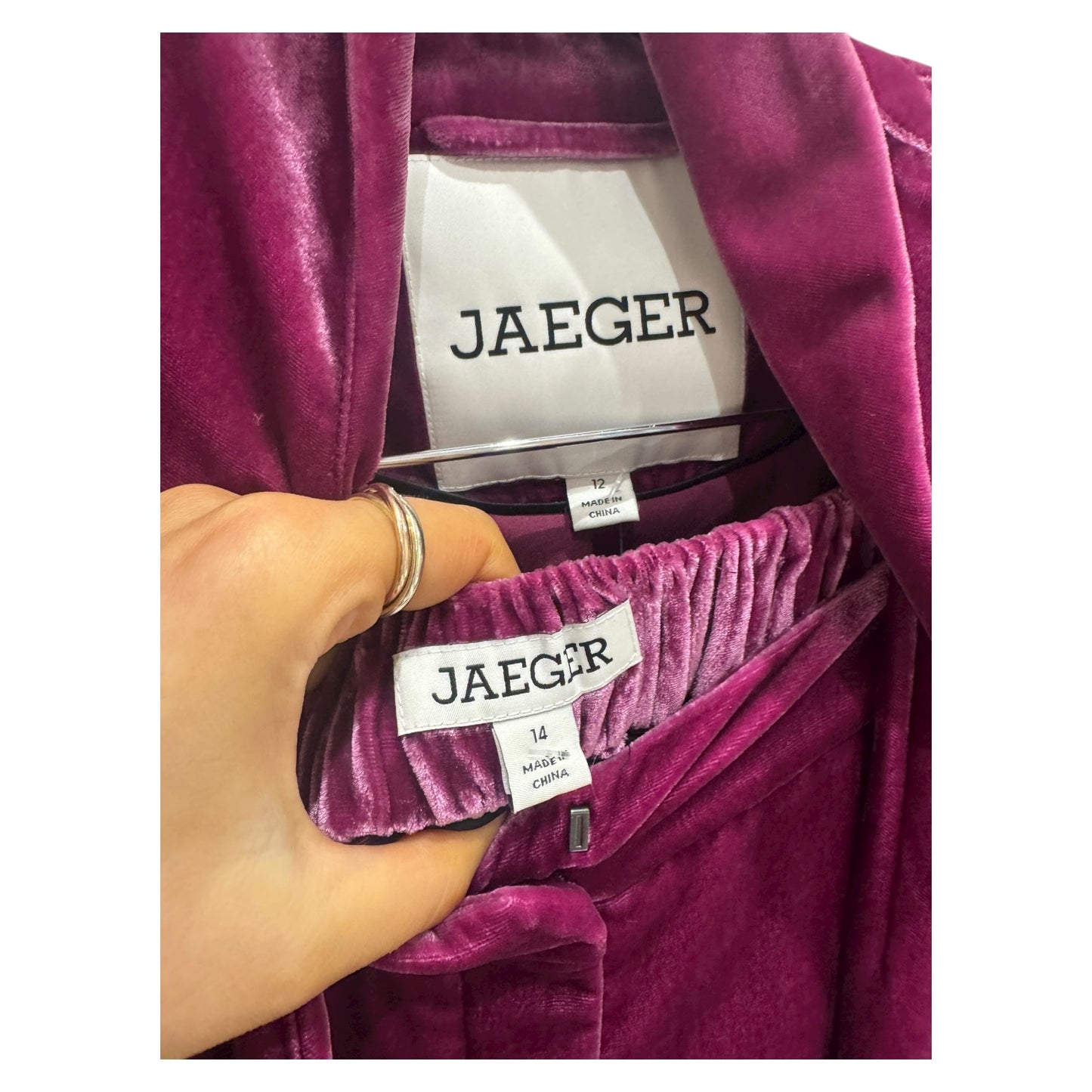 Jaeger Pink Maroon Velvet Suit - 12/14
