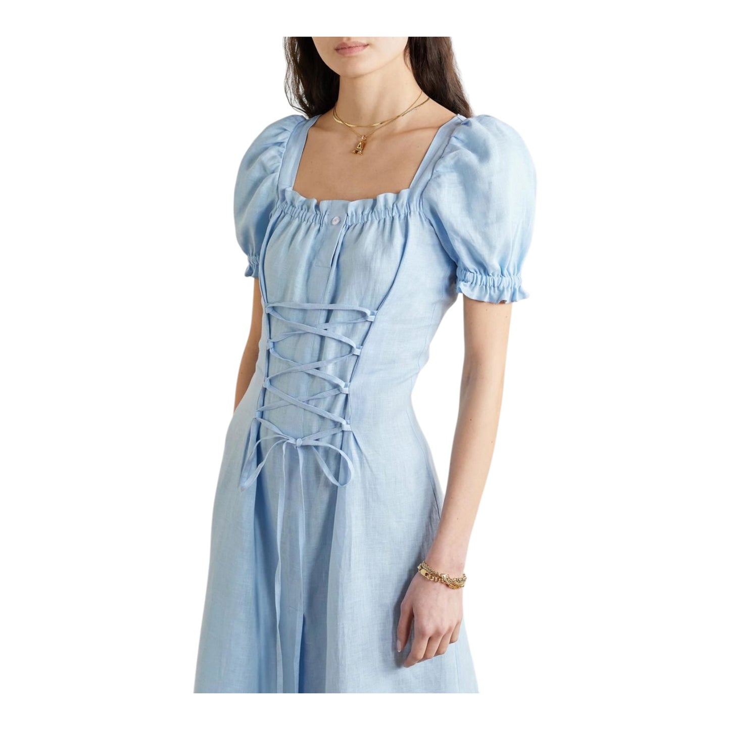 Sleeper Marquise Linen Dress in Azure Blue - 12/14