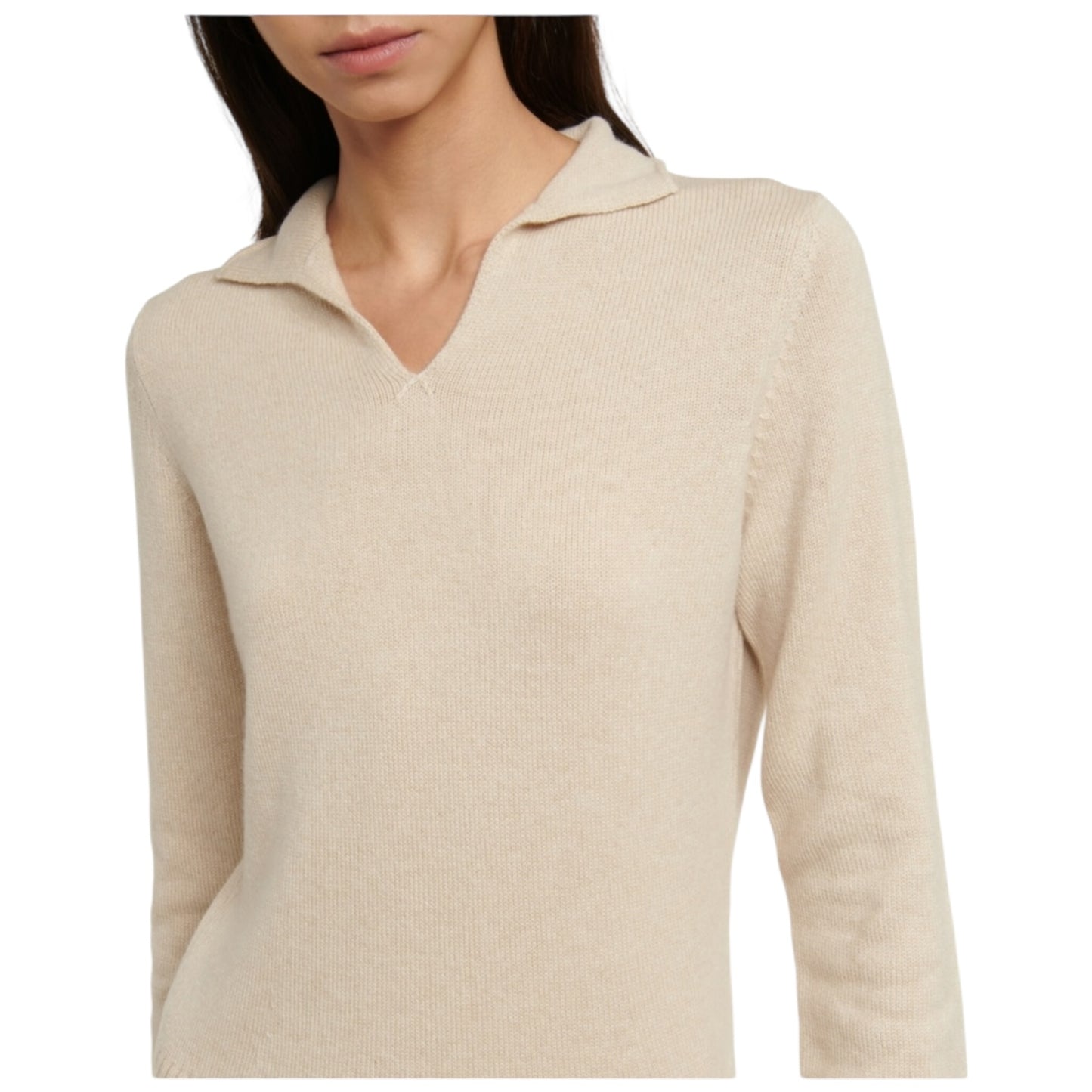 Loro Piana Biege Grassmoor Cashmere Polo Sweater - 10