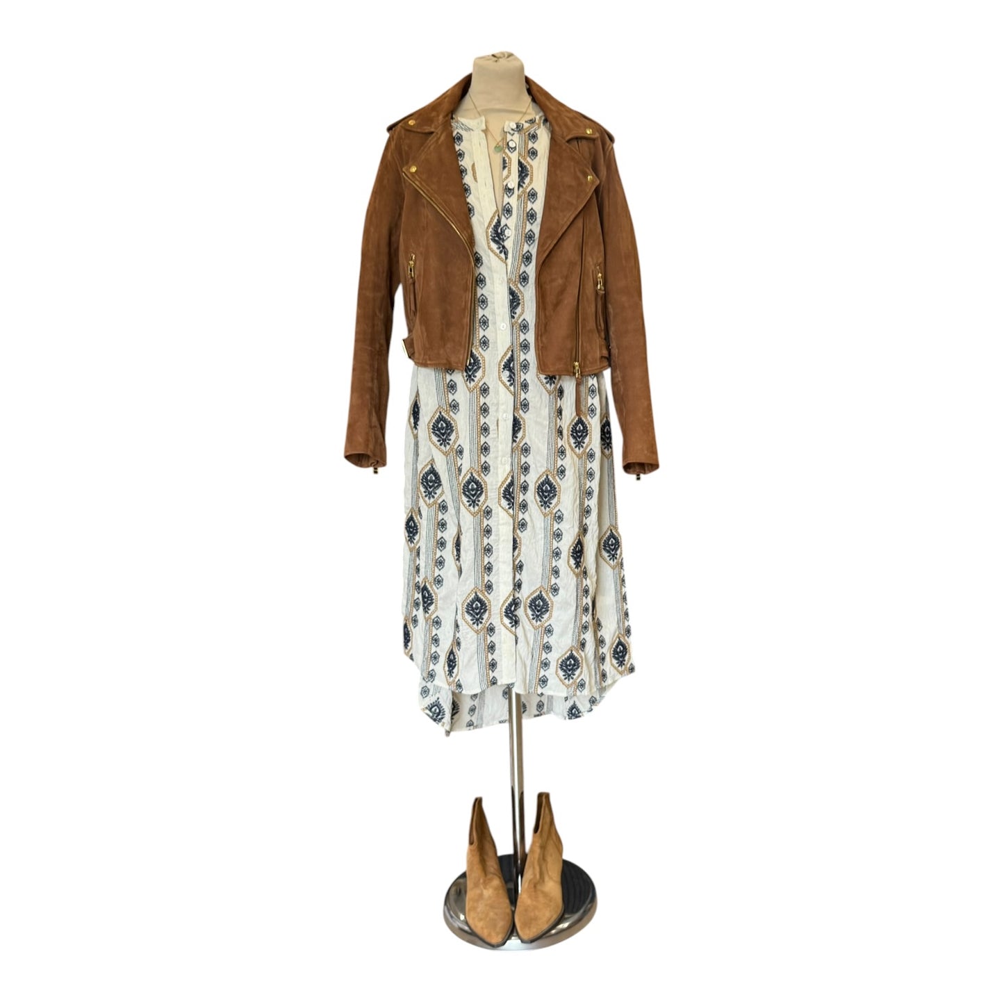 Costa Mani Crocus Dress in Dark Blue Pattern - 12/14 - NEW