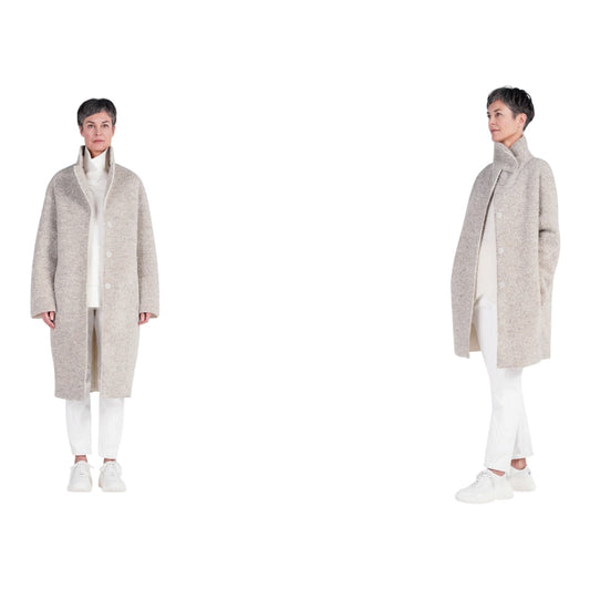 Annette Gortz Cream Beige Boucle Coat - 12