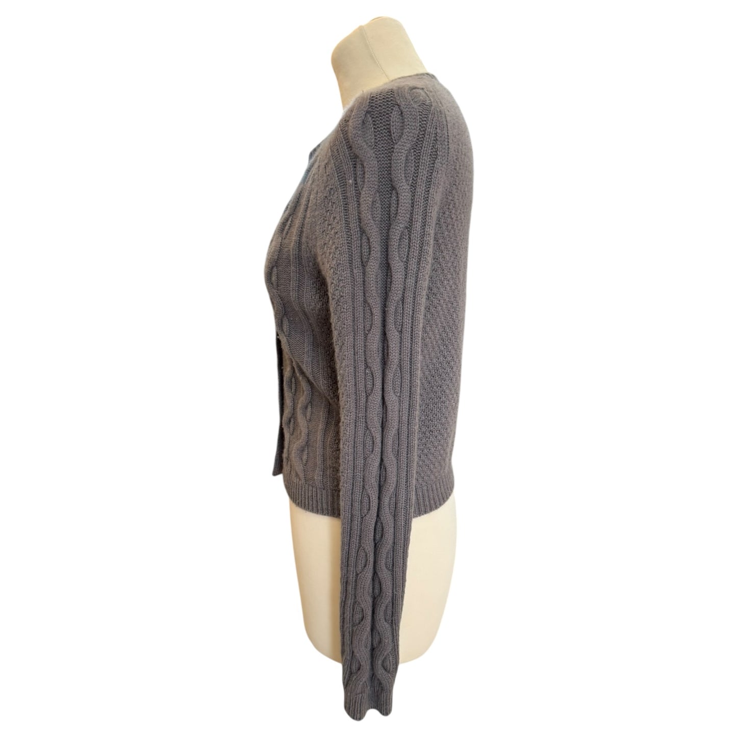 Pure Collection Mink Cable Knit Wool and Cashmere Cardigan - 8